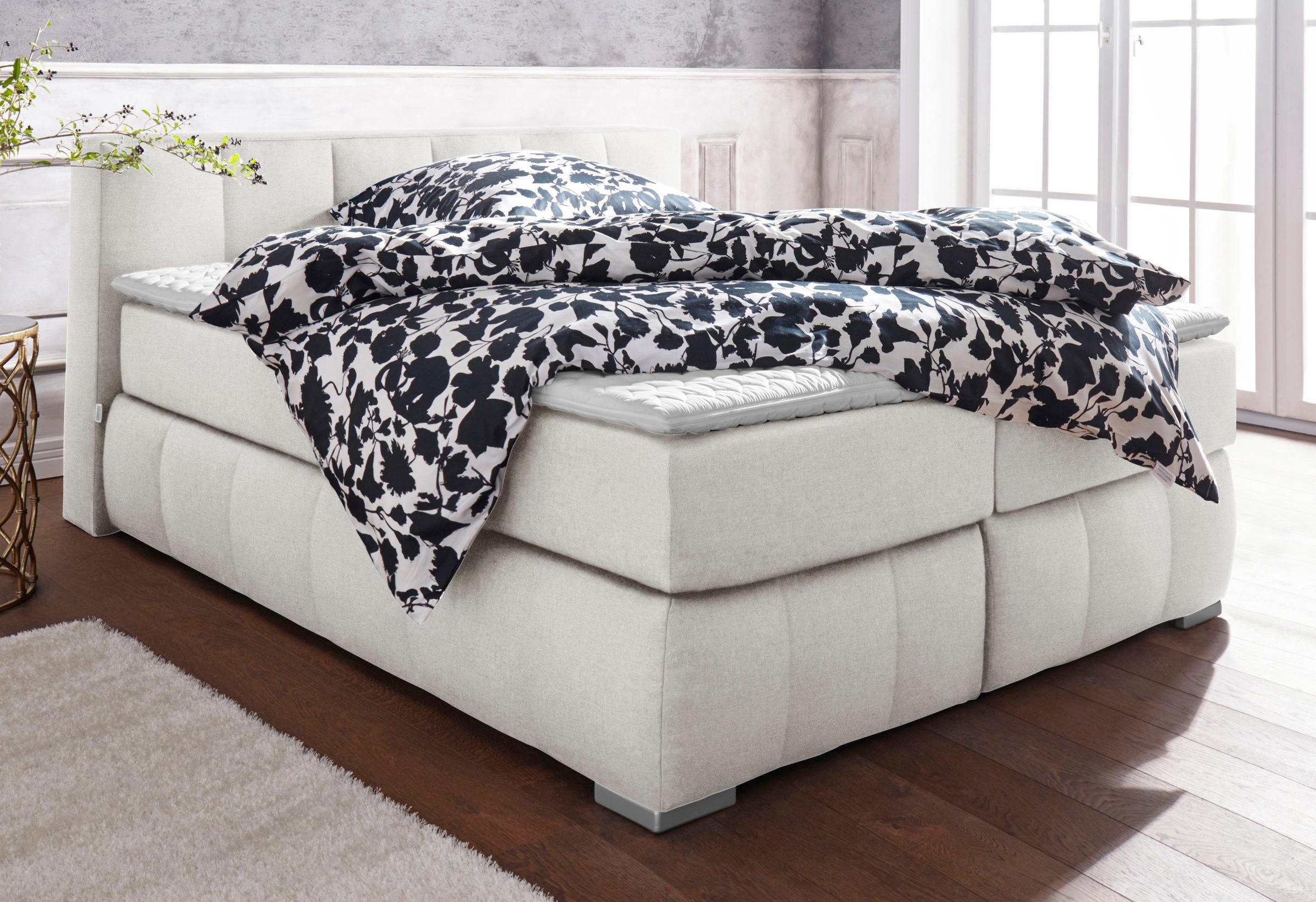 Guido Maria Kretschmer Home&Living Boxspringbett »Chelles«, inkl. Topper, in XXL- Überlänge 220 cm, Unterbox mit feine Wölbung