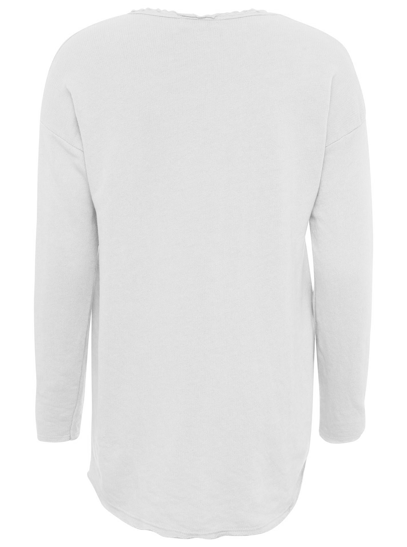 Zwillingsherz Sweatshirt »"Positive Mind"«, ausgefranster V-Ausschnitt, Used Look, Langarm, Schriftzug