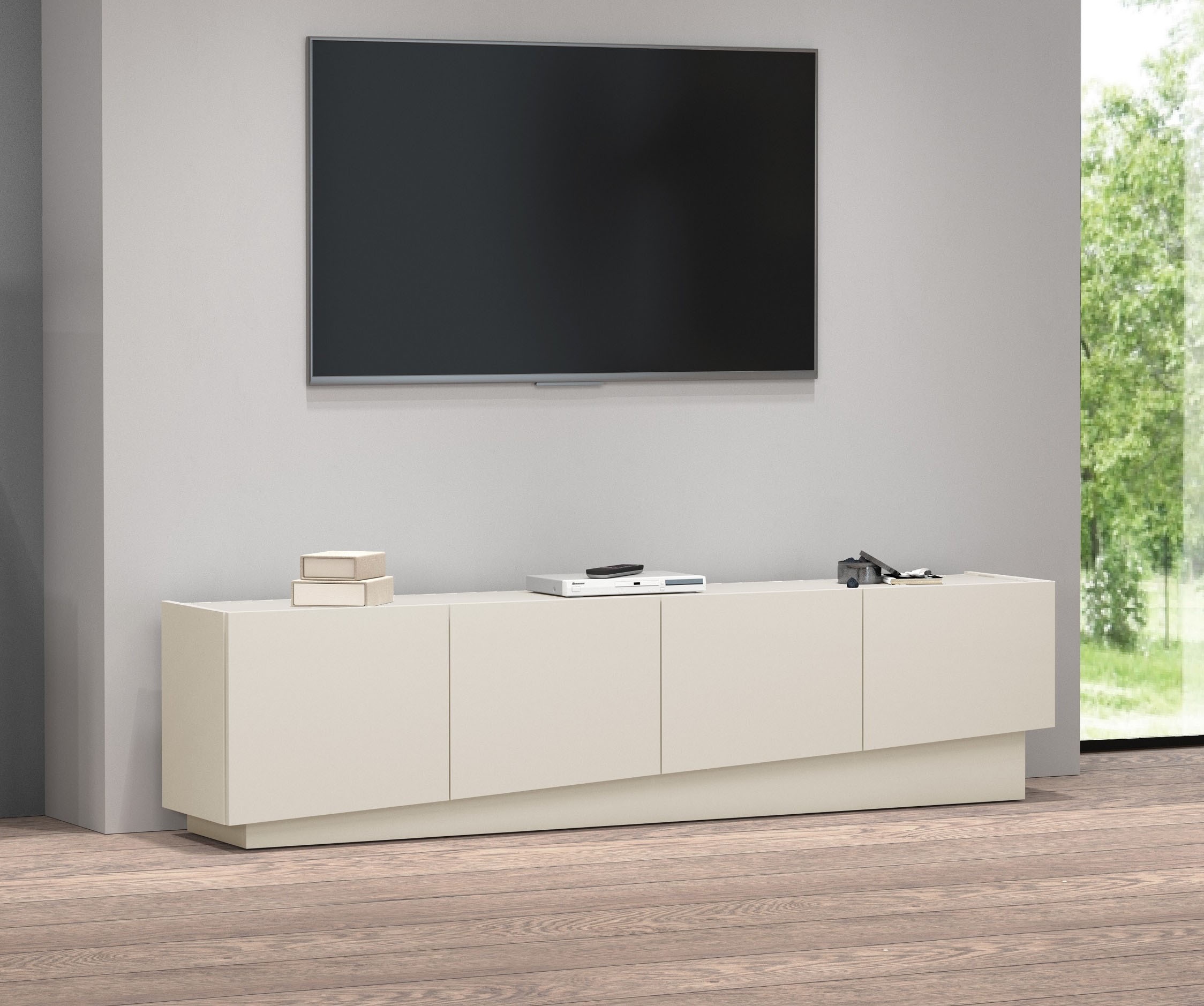 INOSIGN Lowboard »VELA, Lowboard, Breite 180 cm, Design mit schrägen Türen«, (1 St.), Made in Italy, Masse-B/T/H: 180x35x45, Lowboard, TV-Board, TV-Kommode