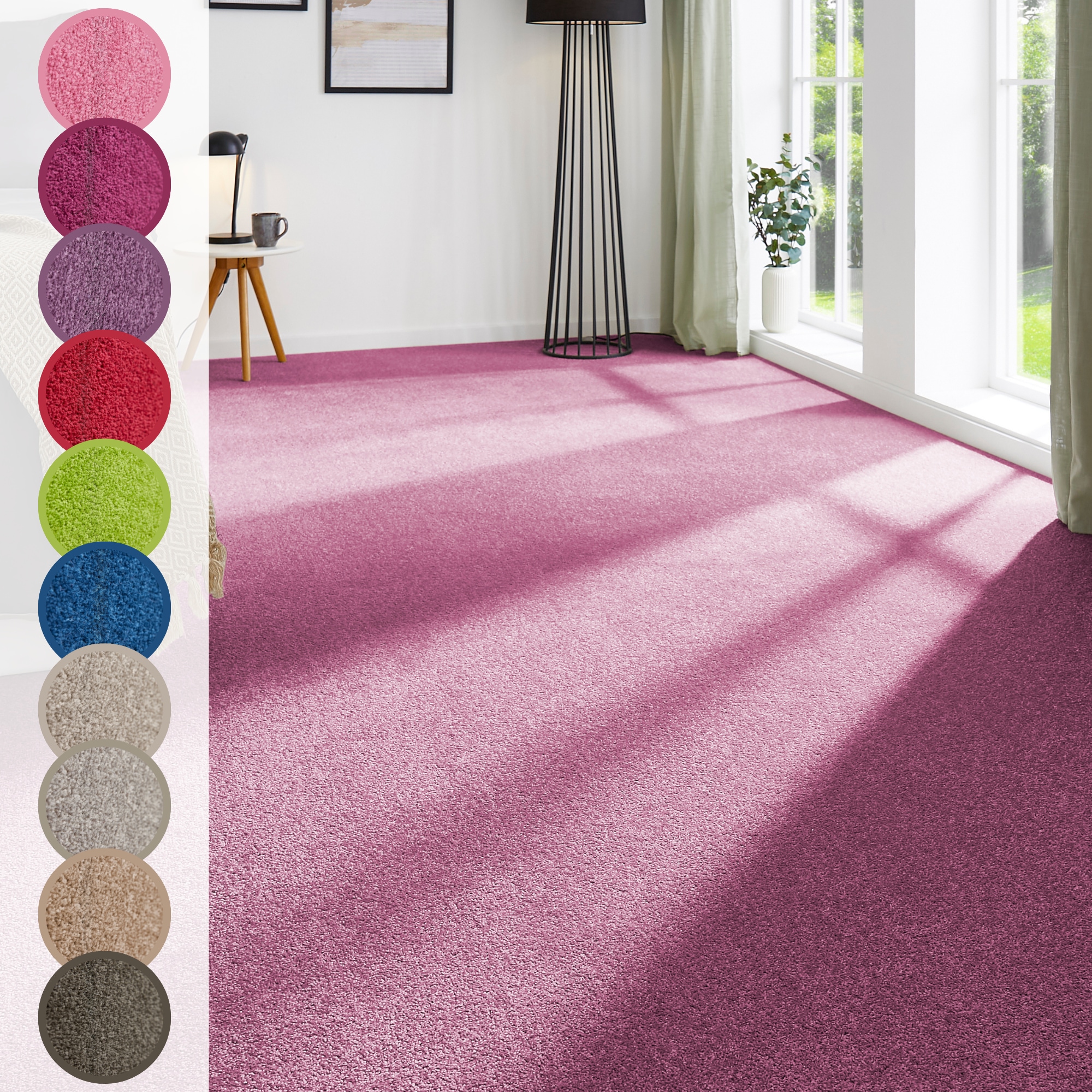 Andiamo Teppichboden »Ines, Kräuselvelours, Made in Netherlands«, rechteckig, 8,5 mm Höhe, Uni Farben, Breite 400 cm, strapazierfähig & pflegeleicht