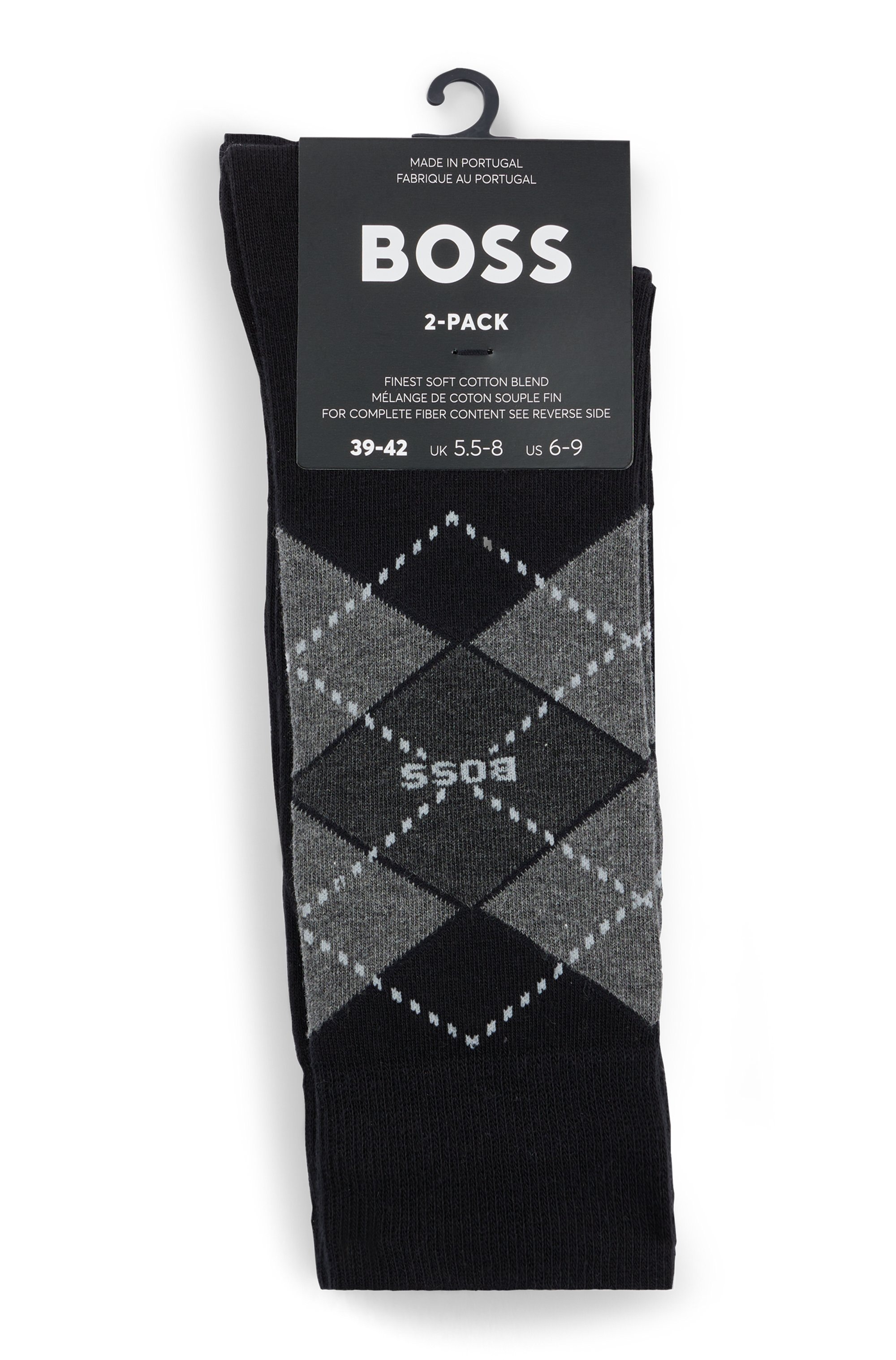 BOSS Socken »2P RS Argyle CC«, (Packung, 2 Paar, 2er Pack), mit BOSS Schriftzug