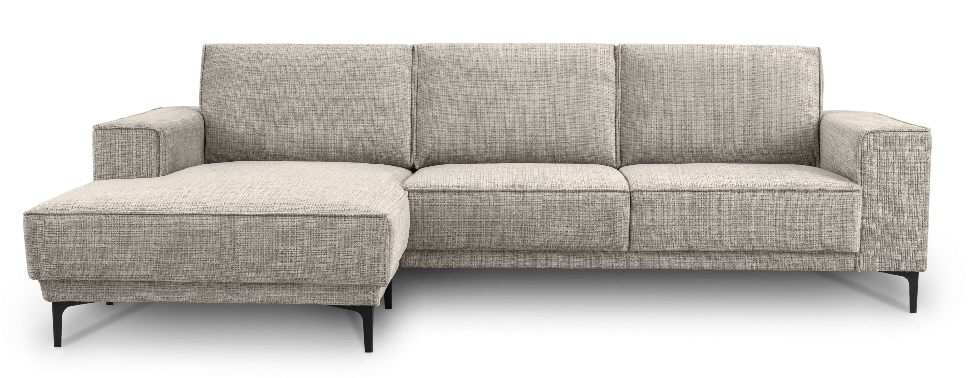 Places of Style Ecksofa »Polsterecke Oland, Struktur, Flachgewebe, Luxus-Microfaser, Boucle«, L-Form, 280 cm, Wellenunterfederung, Skandi-Design, Metallfüsse