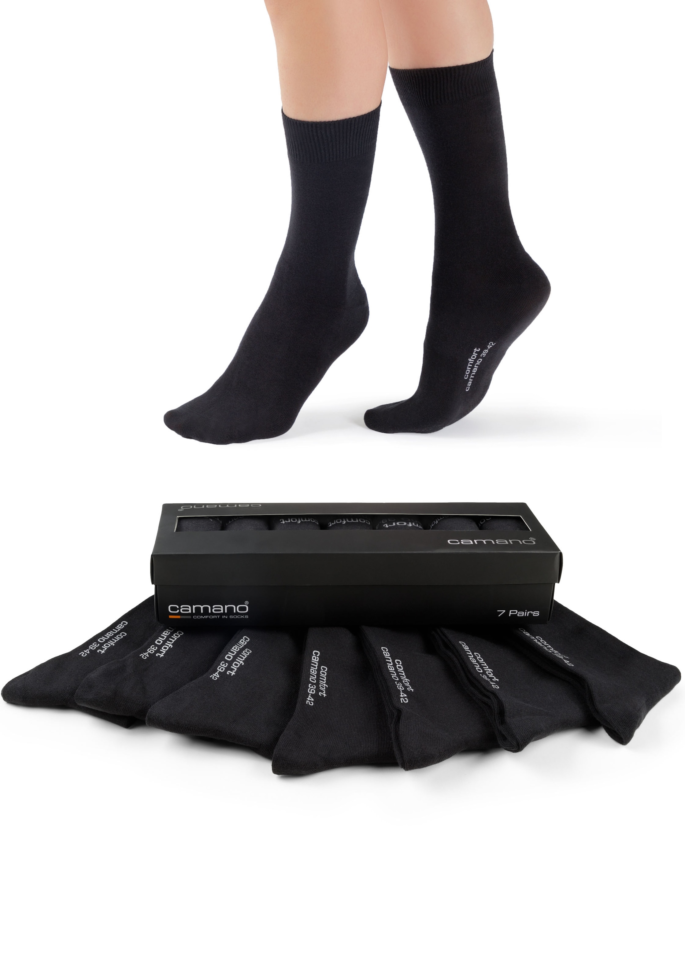 Camano Socken "comfort" 7 Paar, in langer Form, mit Geschenkbox