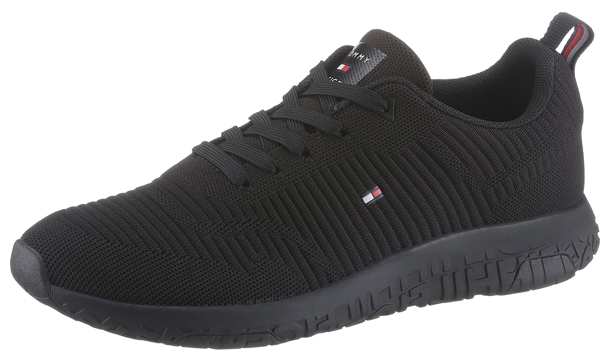 Tommy Hilfiger Sneaker »CORPORATE KNIT RIB RUNNER« , Freizeitschuh, Halbschuh, Schnürschuh mit seitlicher Logoflagge