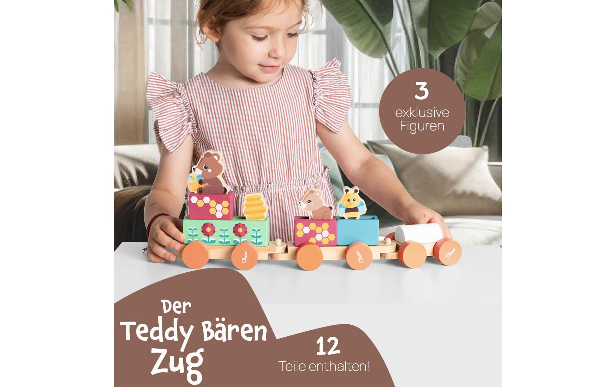 Chicco Spielzeug-Zug »My Wood Friends – Teddys Zug«, Holzart: Kiefer, Schima