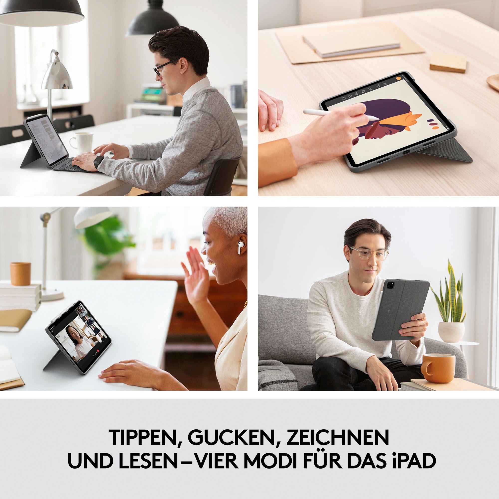 Logitech iPad-Tastatur »Combo Touch iPad Pro 11 Zoll«, (ausklappbare Füsse-Multimedia-Tasten)