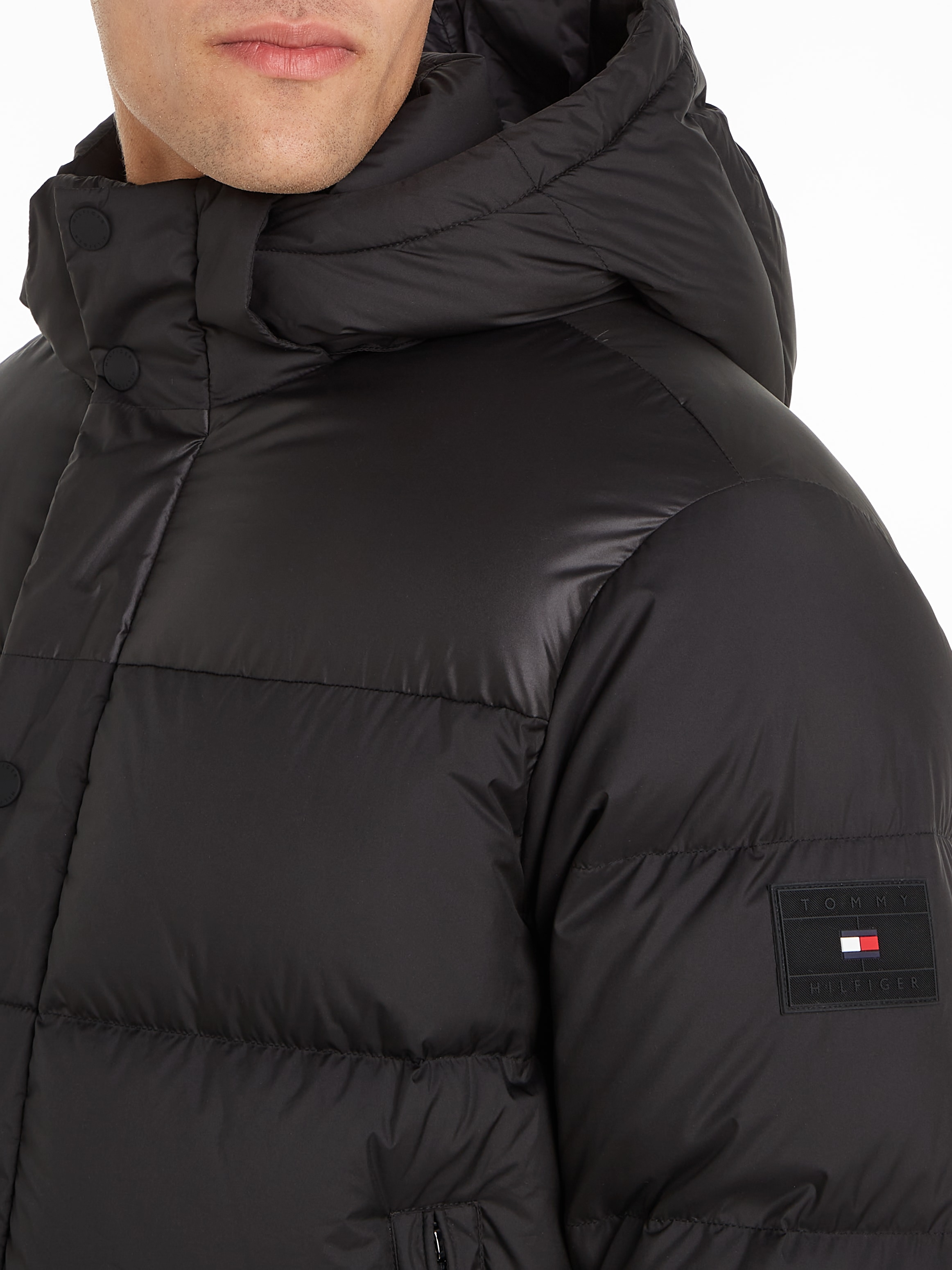 Tommy Hilfiger Steppjacke »MIX DOWN HOODED PUFFER JACKET«, mit Kapuze, mit abnehmbarer Kapuze