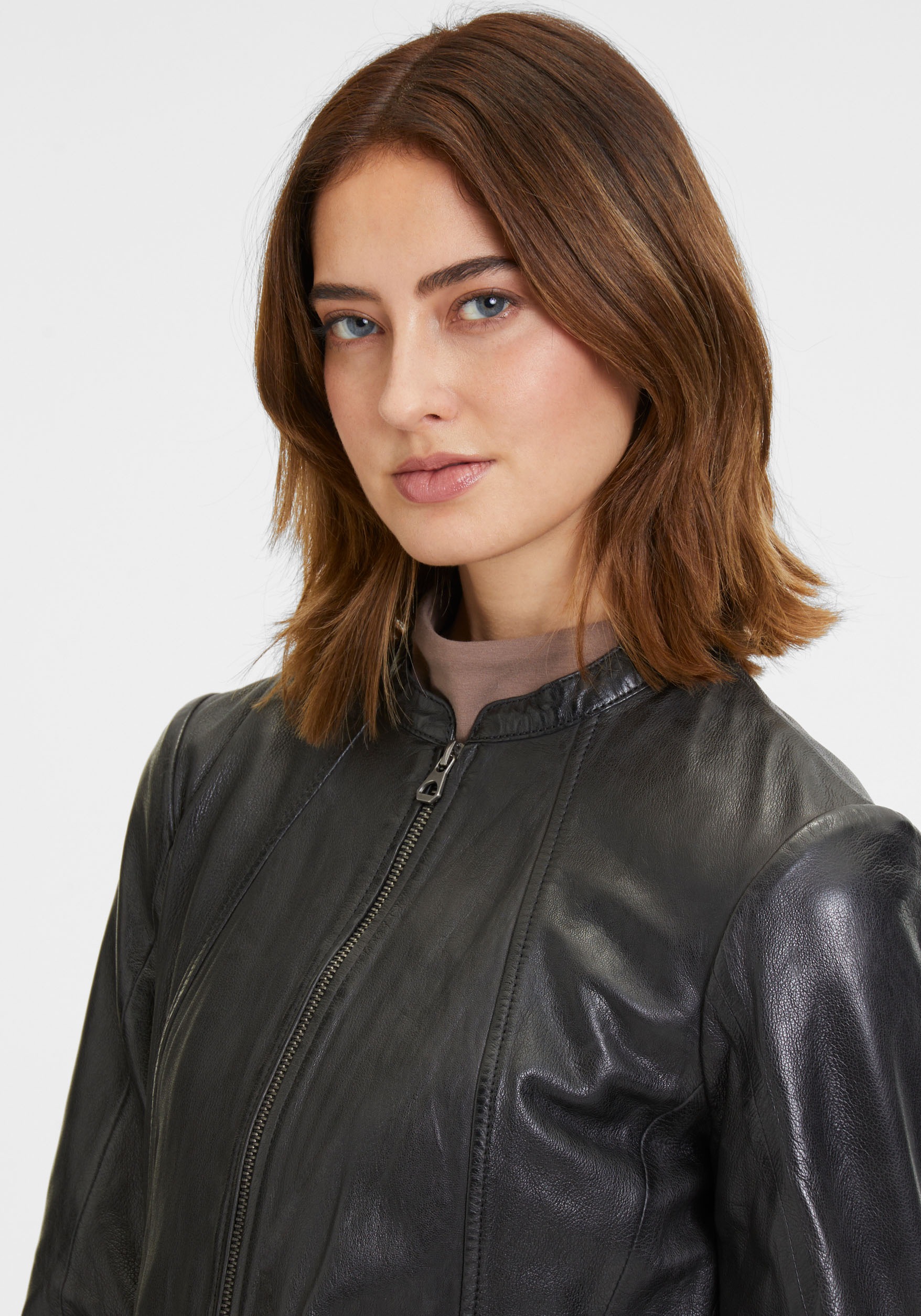 Mauritius Lederjacke »GWMarlie W24«, mit kleinem Stehkragen, Reissverschluss, Reissverschlusstaschen