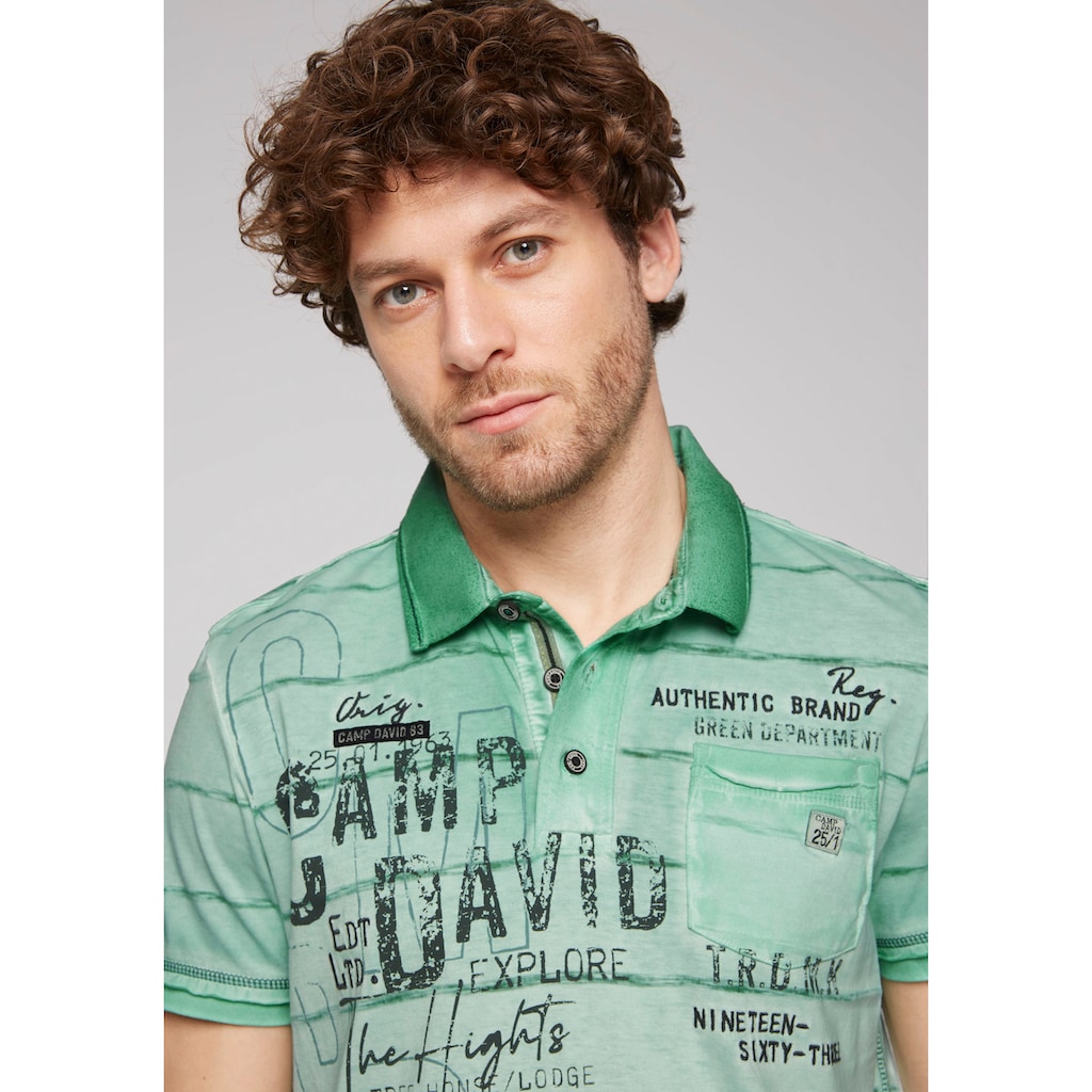 CAMP DAVID Poloshirt, mit offenen Kanten auf den Schultern