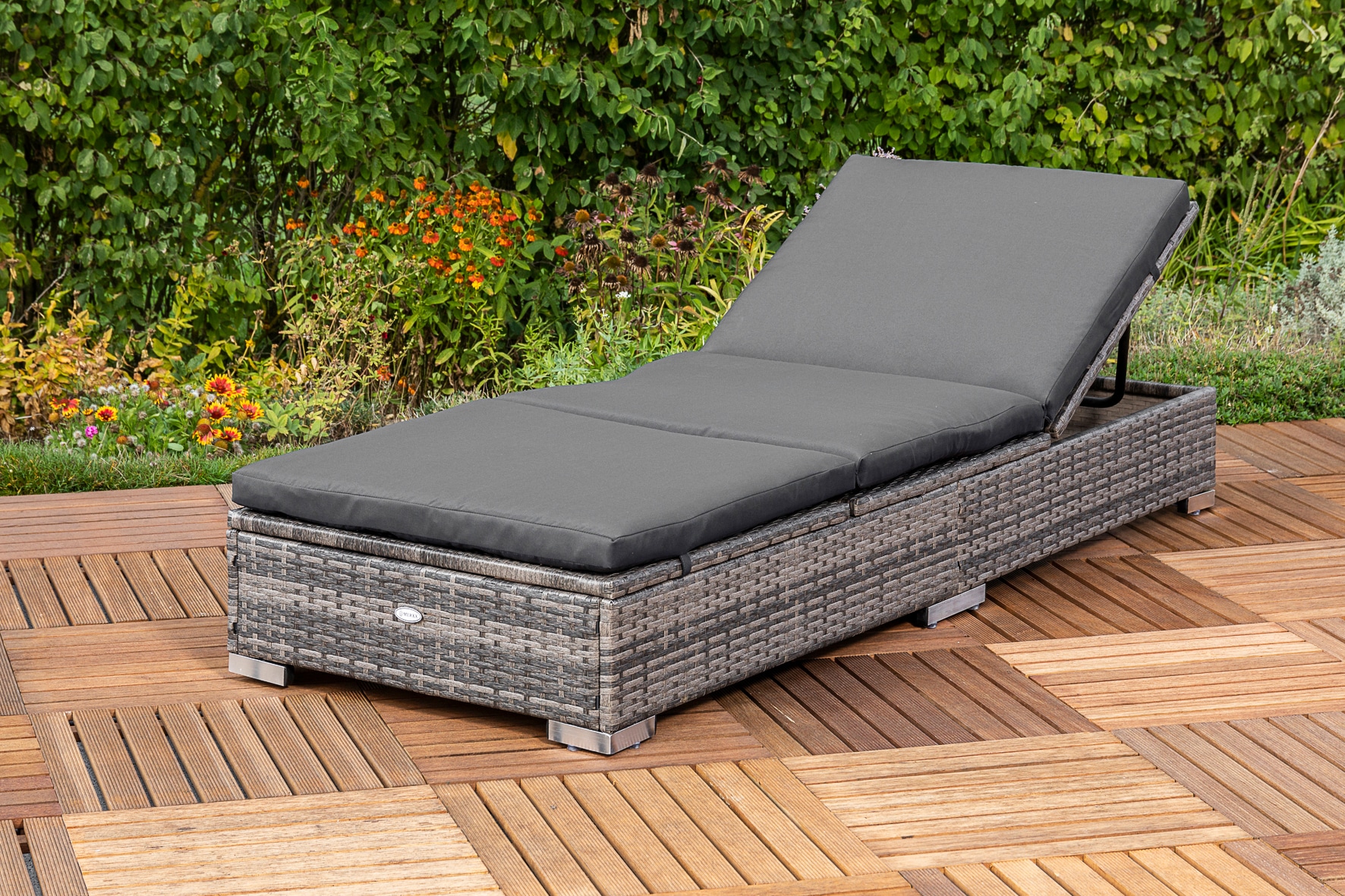 MERXX Gartenliege "TOPSELLER" pulverbeschichteter Stahl, Polyrattan, verstellbar