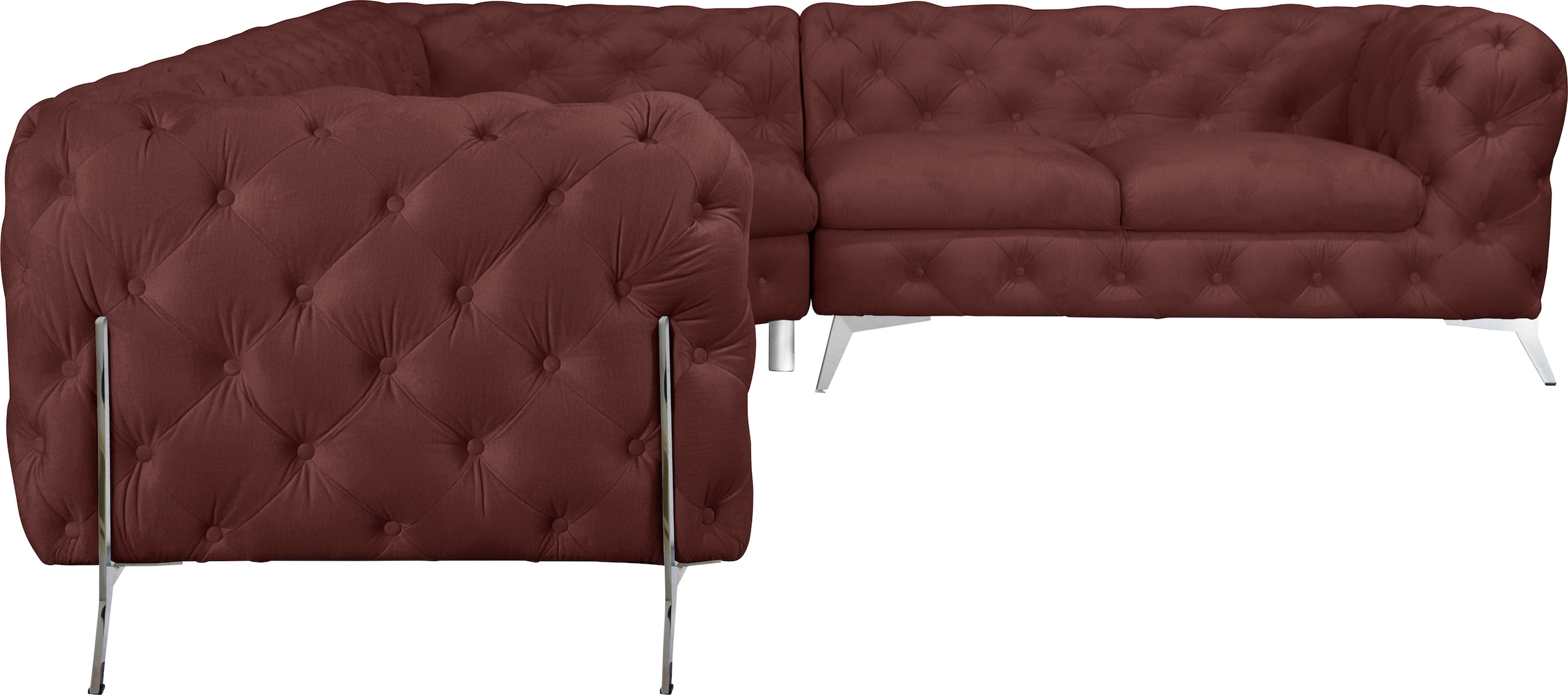 Leonique Chesterfield-Sofa »Amaury L-Form«, grosses Ecksofa, Chesterfield-Optik, Breite 323 cm, Fussfarbe wählbar