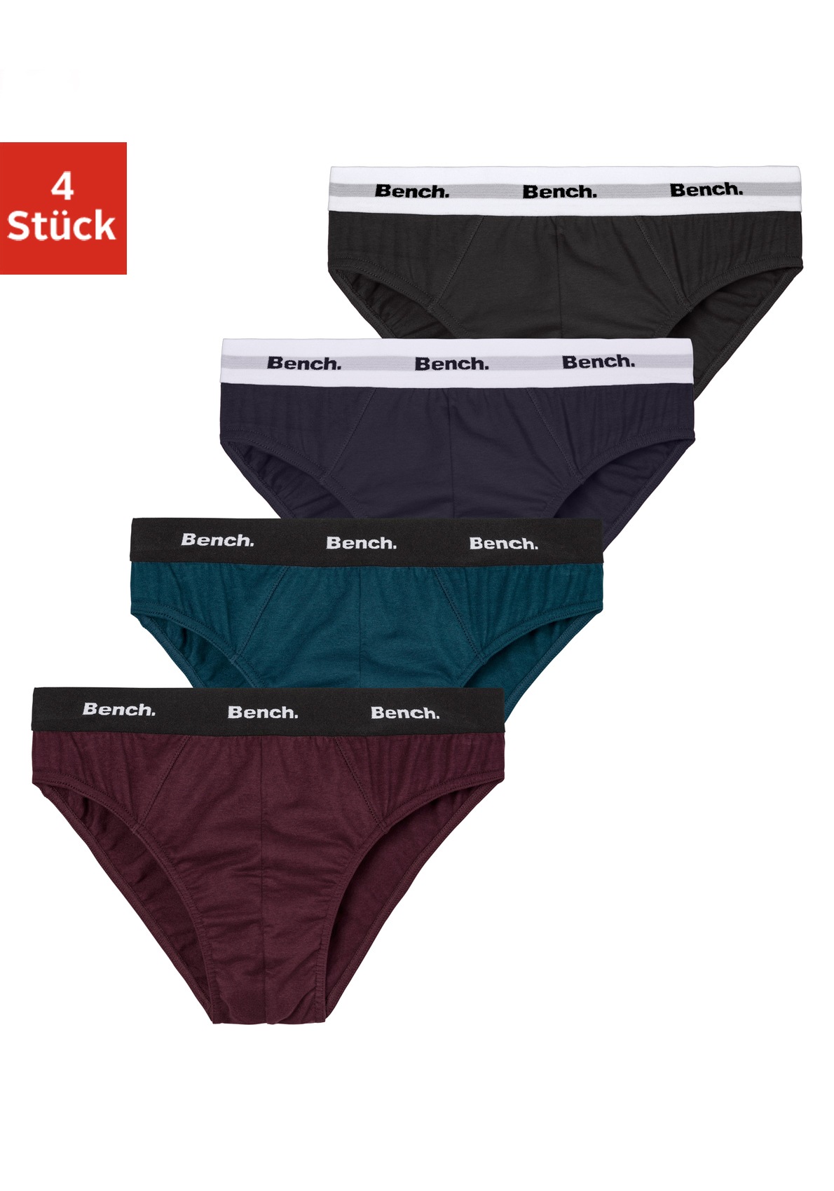 Bench. Slip Packung, 4 Stk. mit kontrastfarbigem Webbündchen