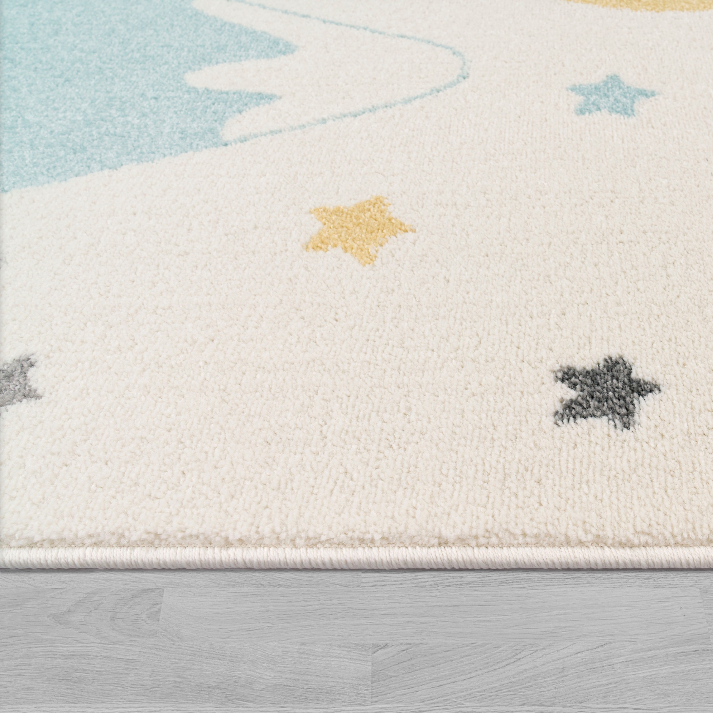 Paco Home Kinderteppich »Nino 886«, rechteckig, 13 mm Höhe, Kurzflor, Spielteppich, Motiv Berge & Sterne, Pastell-Farben
