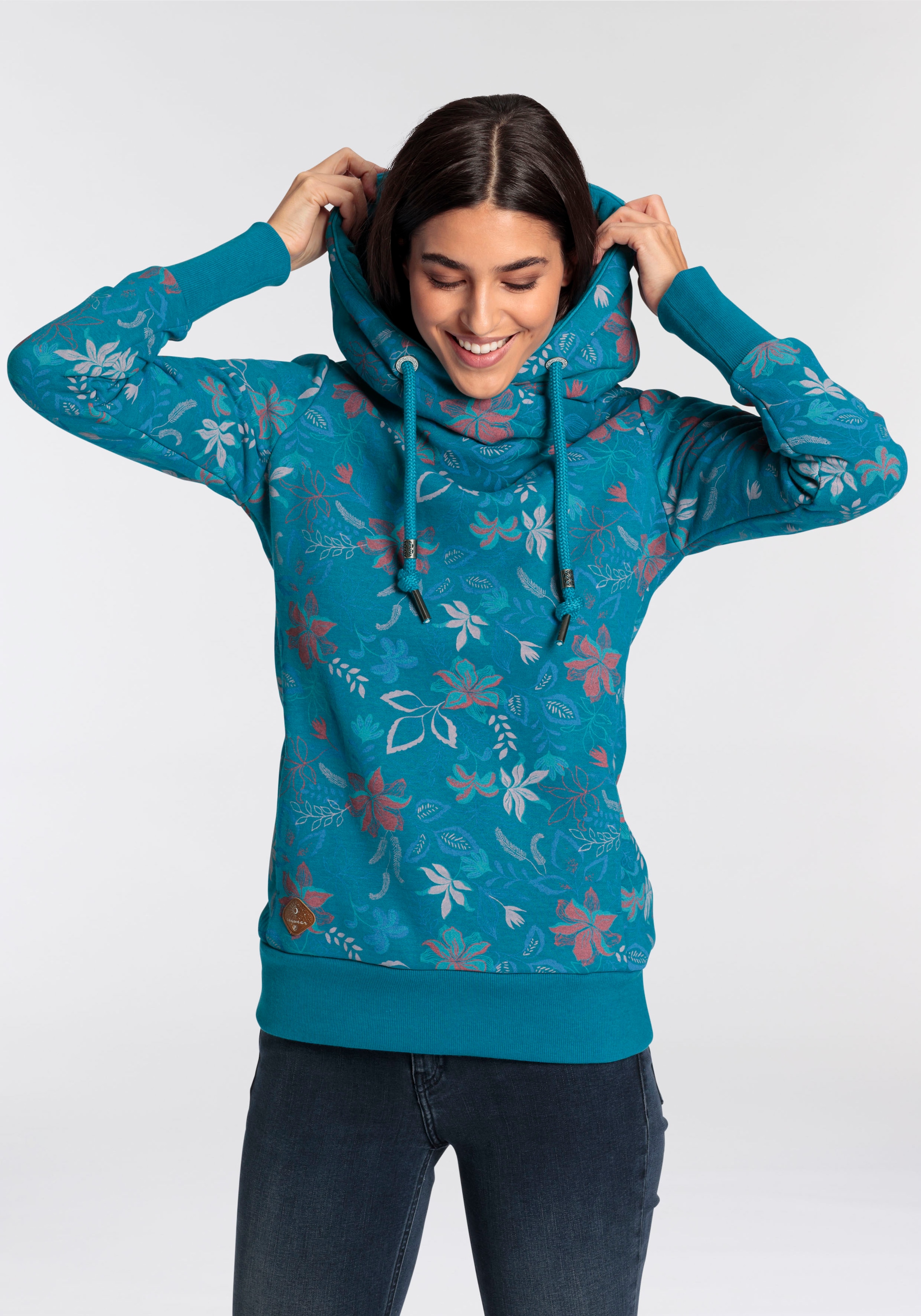 Ragwear Sweater »GRIPY FLOWERS O«, Hoodie mit floralem All Over-Druck