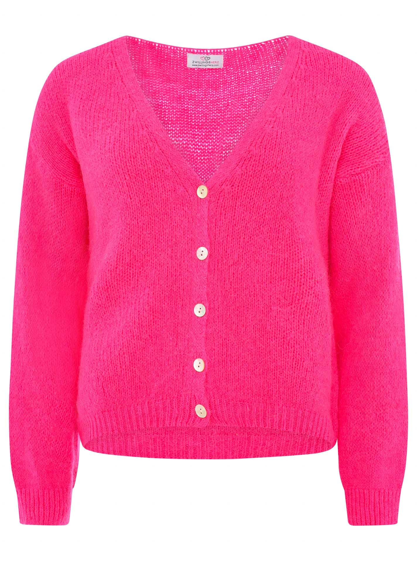 Zwillingsherz Strickjacke »"Uni"«, One Size, Langarm, Knopfleiste, tiefer V-Ausschnitt, Wollanteil