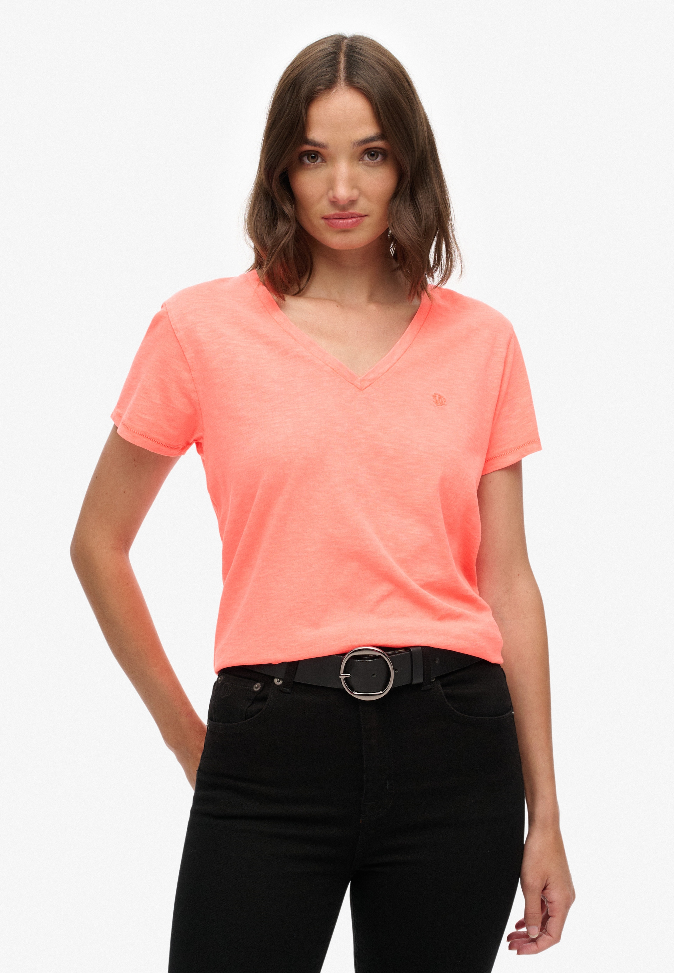 Superdry T-Shirt »STUDIOS SLUB EMB VEE TEE« Baumwollmischung, relaxed fit