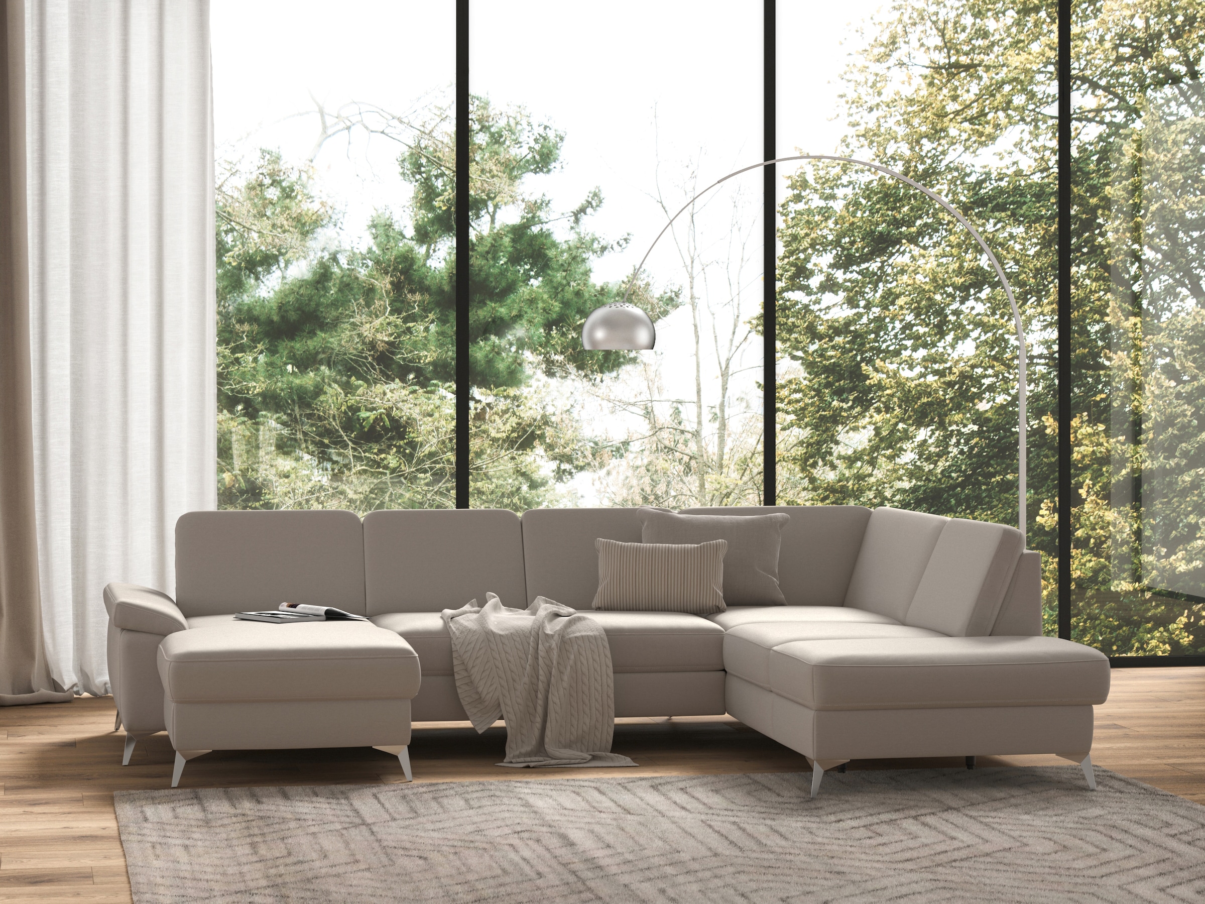 sit&more Wohnlandschaft »Padua U-Form«, inklusive Sitztiefenverstellung, Armteilfunktion und Federkern