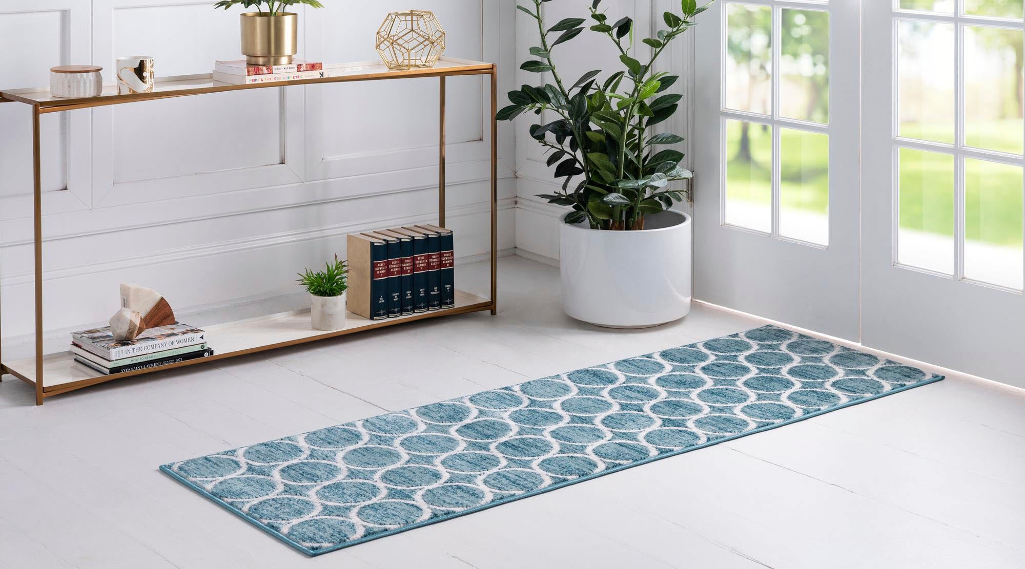Myflair Möbel & Accessoires Läufer »Titan Trellis«, rechteckig, 13 mm Höhe, Teppich-Läufer, Kurzflor, gewebt, modernes Design, Motiv Kreise