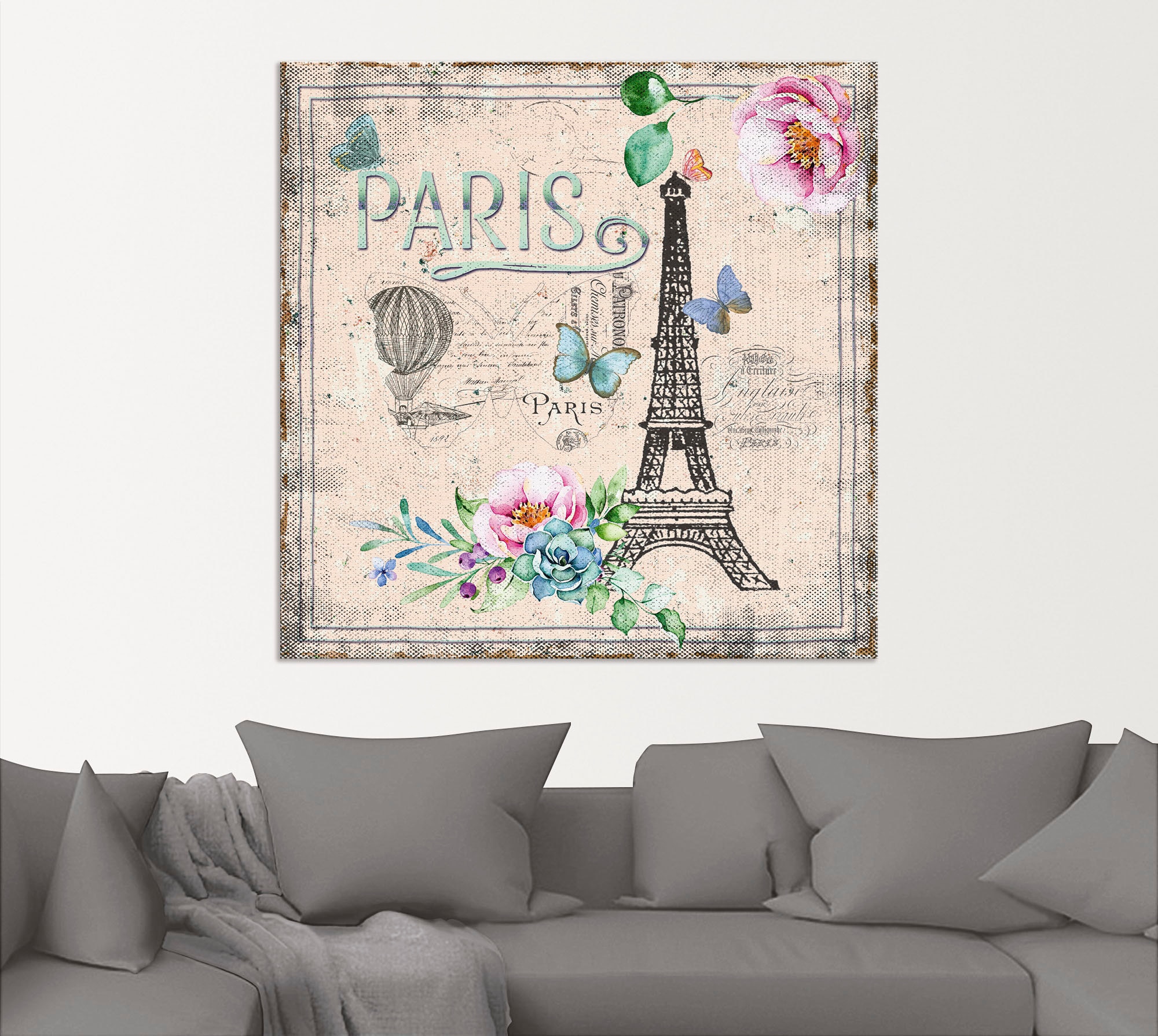 Artland Leinwandbild »Paris - meine Liebe«, Gebäude, (1 St.), auf Keilrahmen gespannt