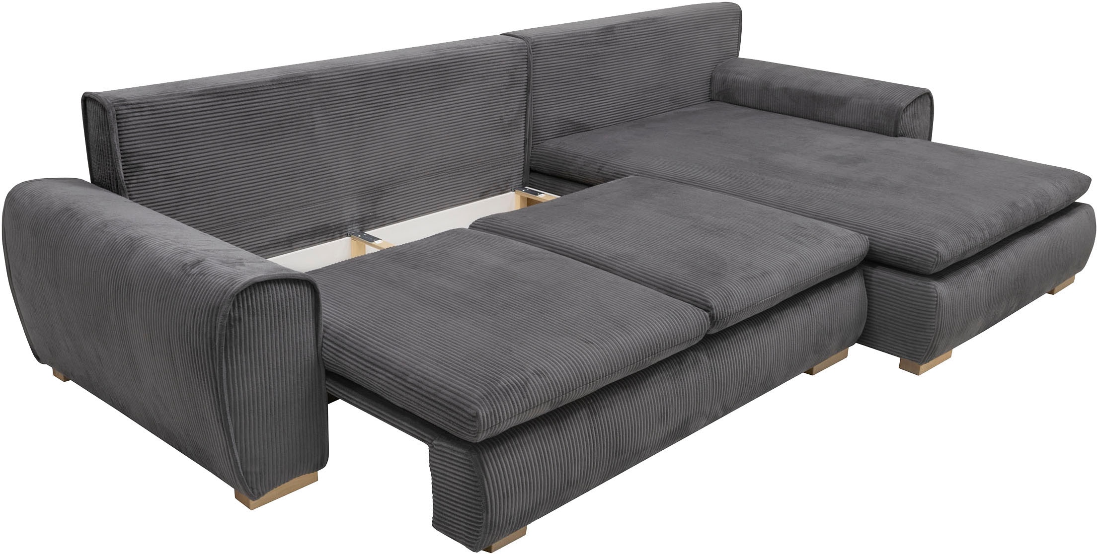 Home affaire Ecksofa »Katja L-Form«, Cord Bezug, inkl. Schlaffunktion und Stauraum