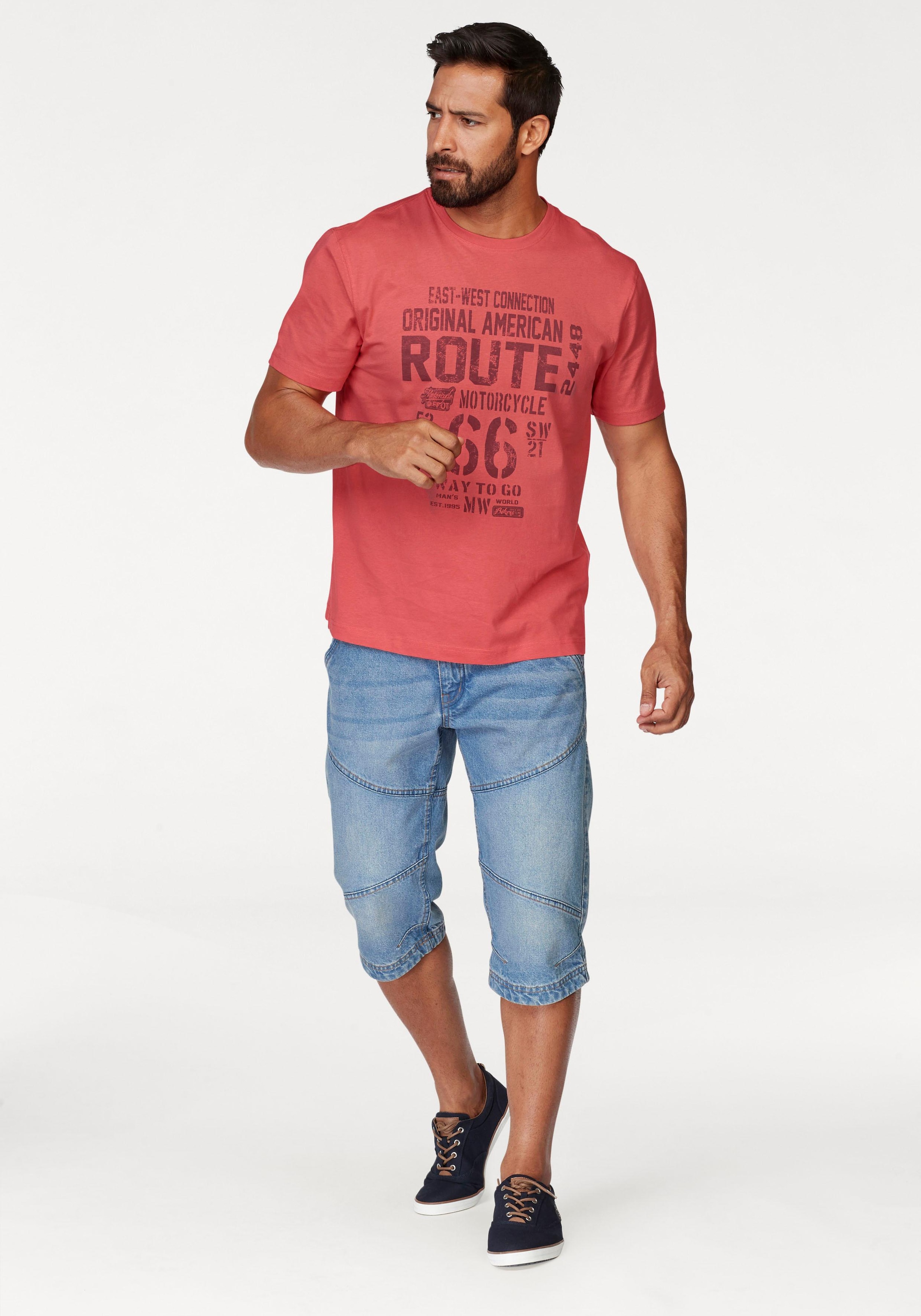 Man's World Rundhalsshirt, kurzärmelig, lässige Passform, bedruckt, Rundhalsausschnitt