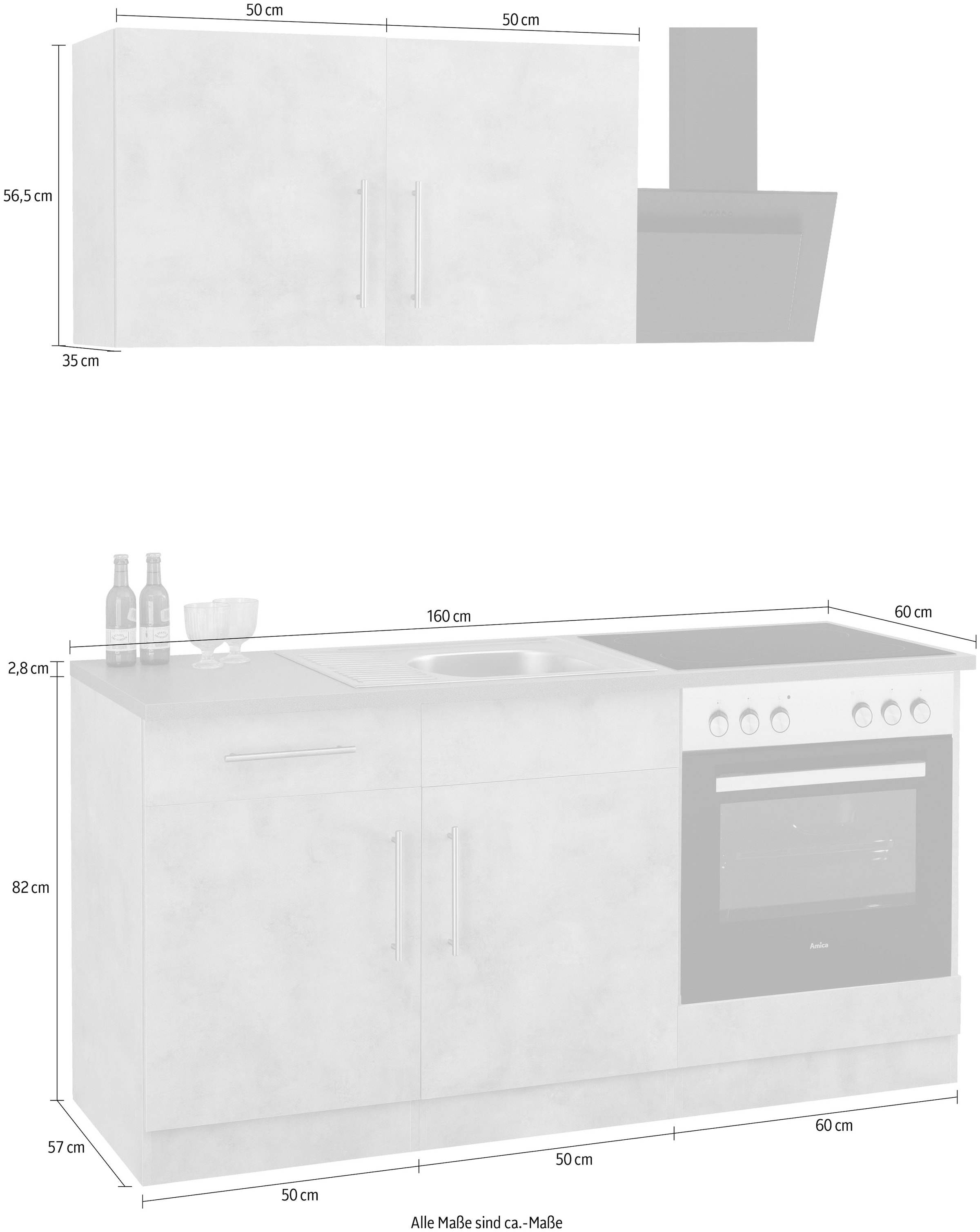 kaufen online »Cali«, E-Geräten, Jelmoli-Versand Küchen cm mit wahlweise | 160 Küche Breite wiho