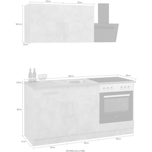 wiho Küchen Küche »Cali«, wahlweise mit E-Geräten, Breite 160 cm online  kaufen | Jelmoli-Versand