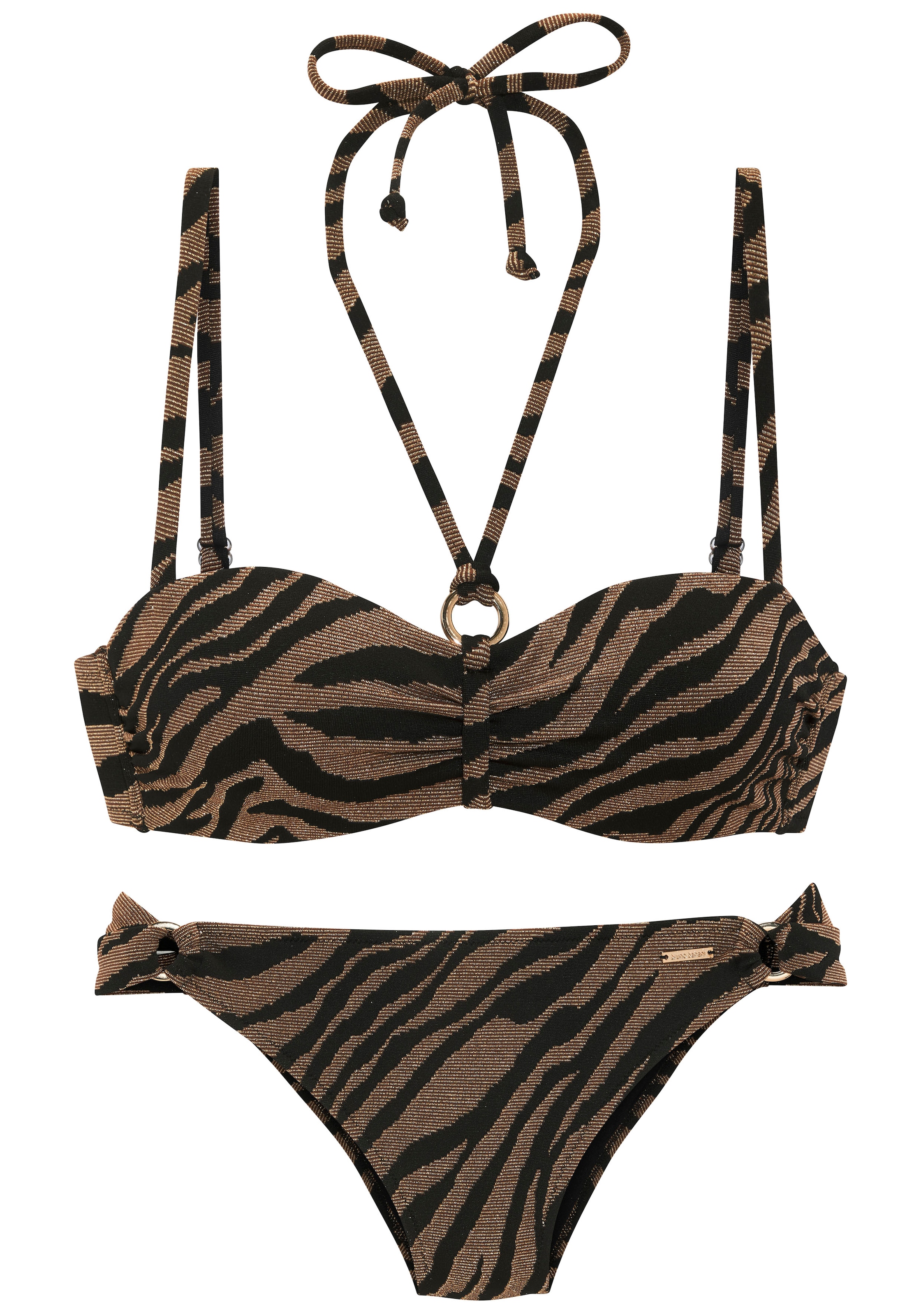 Bruno Banani Bügel-Bandeau-Bikini, in zweifarbiger Animal-Optik