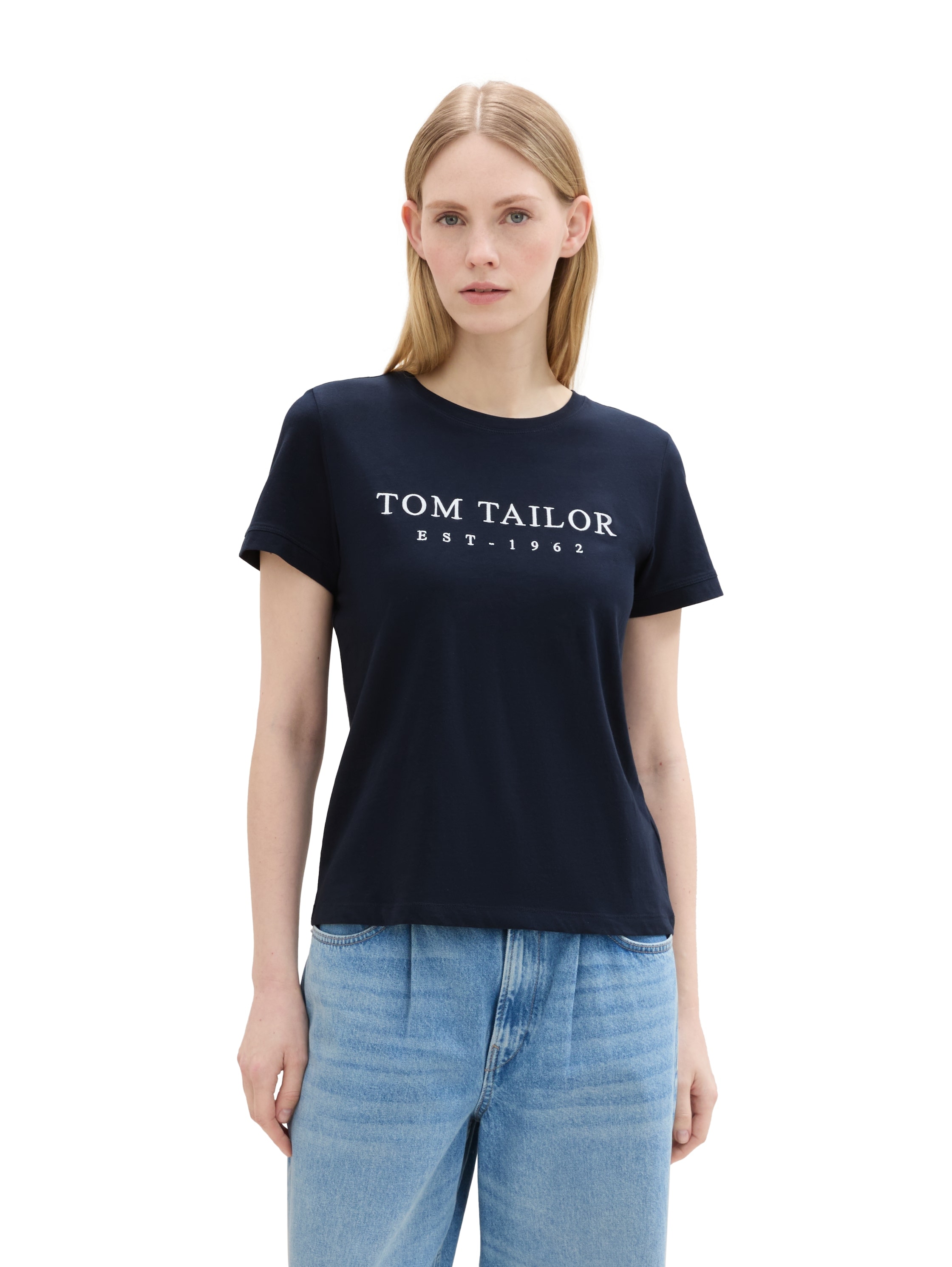 TOM TAILOR Print-Shirt, mit Logo Stickerei