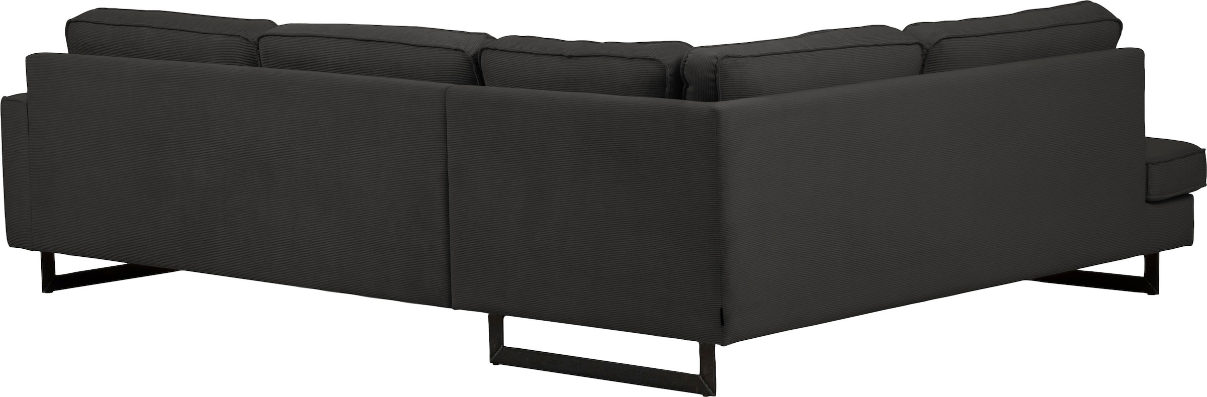 Places of Style Ecksofa »Pinto, 290 cm, Cord, Chenille, Lederoptik, Ottomane links / rechts«, mit Keder, schwarze Metallfüsse, Wellenunterfederung