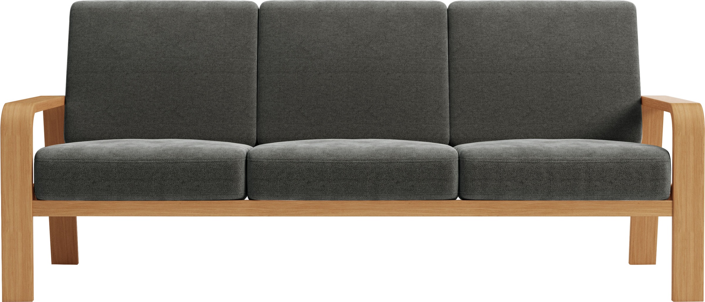 sit&more 3-Sitzer "Kolding" Armlehnen aus eichefarbigem Buchenholz, verschiedene Bezüge und Farben