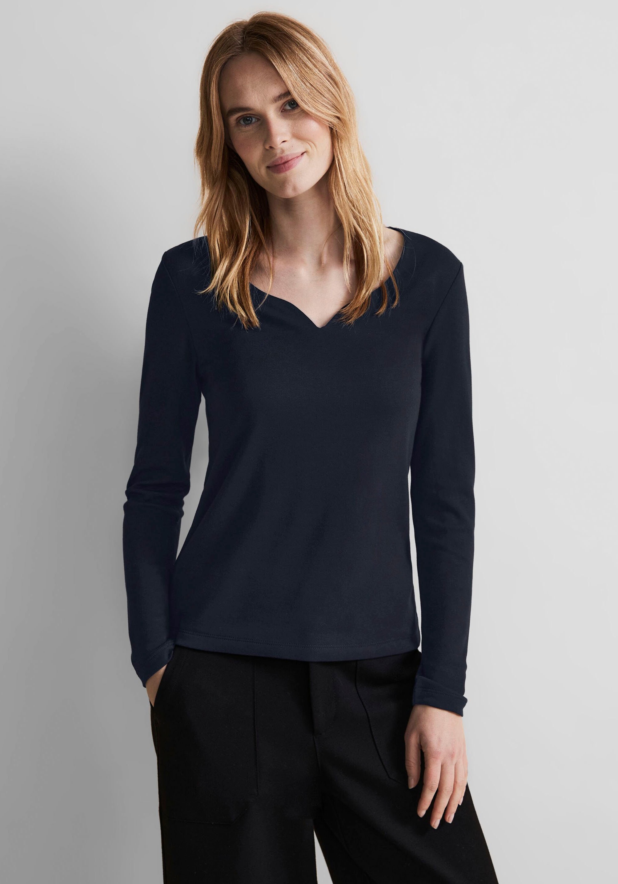 in kaufen online Unifarbe | STREET Langarmshirt, ONE Jelmoli-Versand