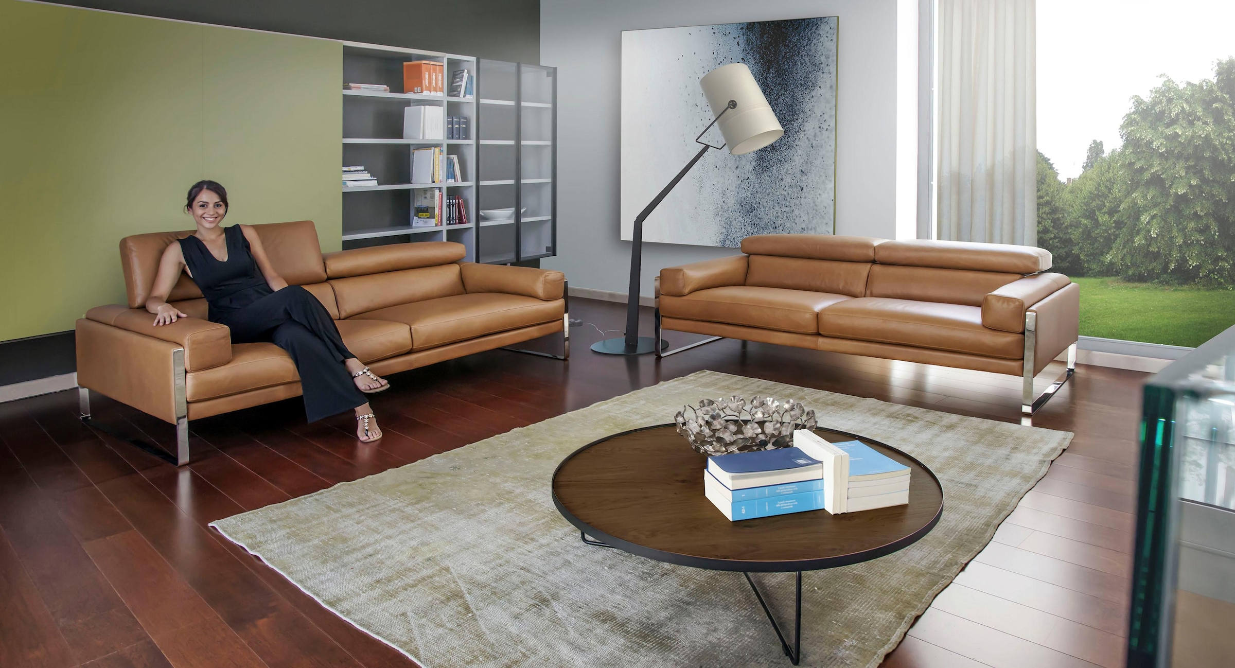 CALIA ITALIA 2,5-Sitzer »Romeo, Designsofa der Extraklasse mit tollem Sitzkomfort«, Designkufenfuss und hochwertigem Lederbezug