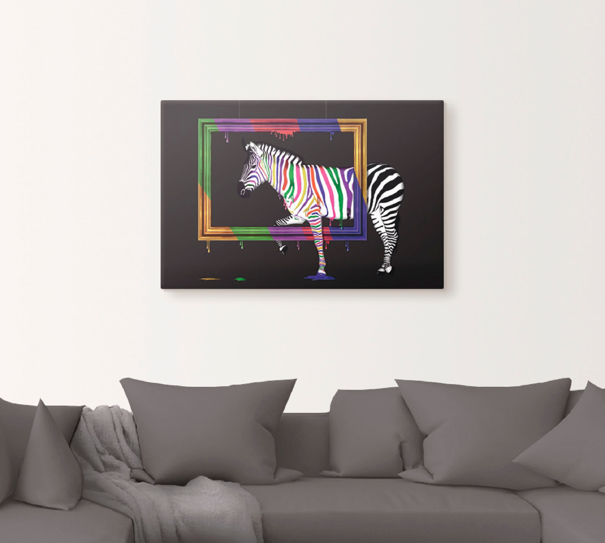 Artland Wandbild »Das Regenbogen Zebra«, Animal Fantasy, (1 St.), als Leinwandbild, Poster, Wandaufkleber in verschied. Grössen