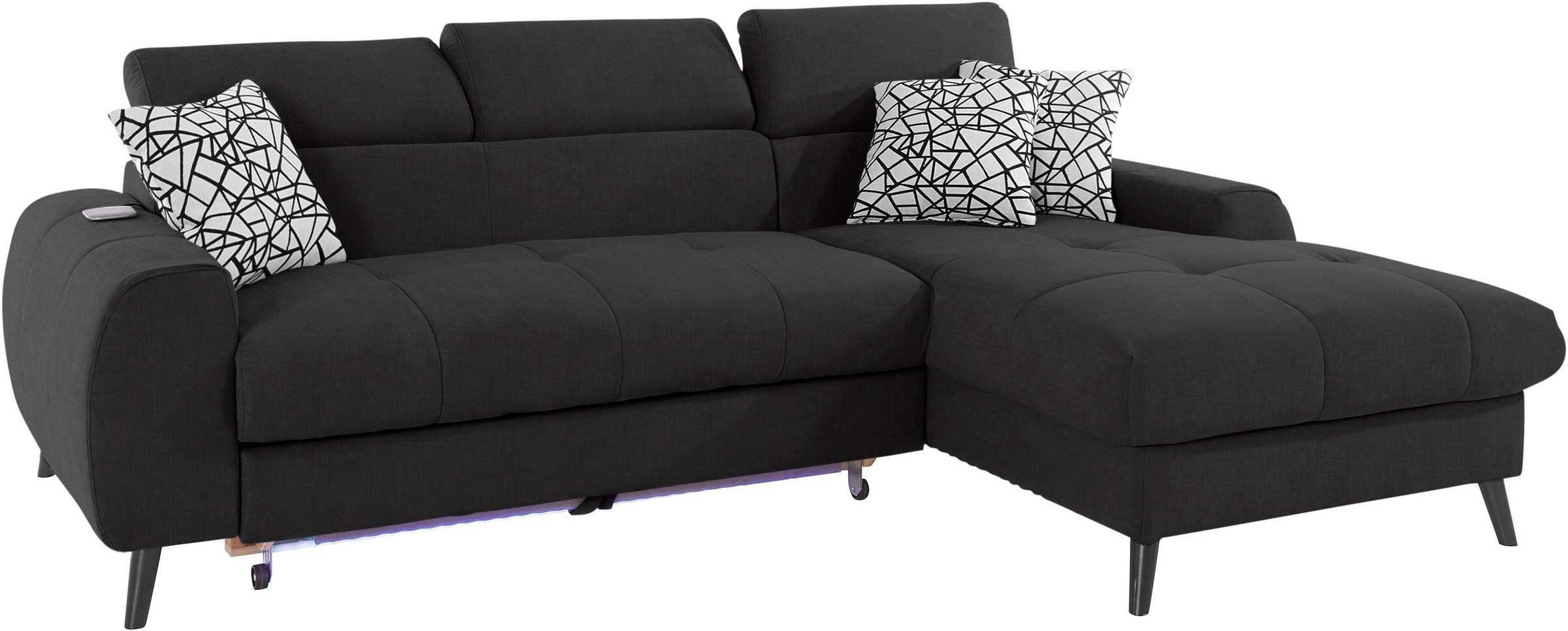 COTTA Ecksofa »Mia L-Form«, 3-tlg.-Kissen-Set, Recamiere, wahlweise mit oder ohne RGB-Beleuchtung