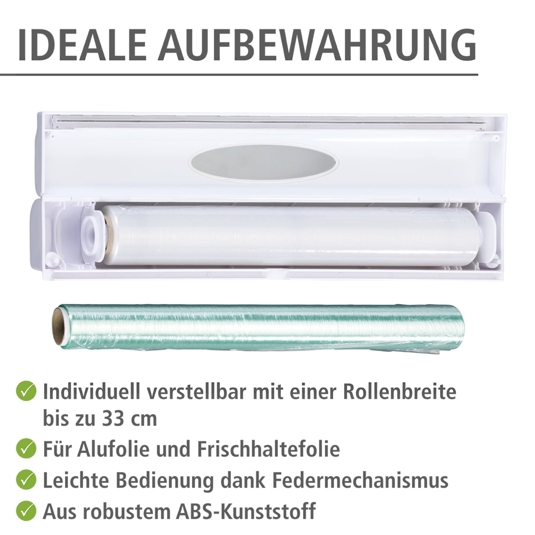 WENKO Folienspender »Modell Perfect-Cutter«, für Folienrollen bis 33 cm Breite, für Alufolien und Frischhaltefolien