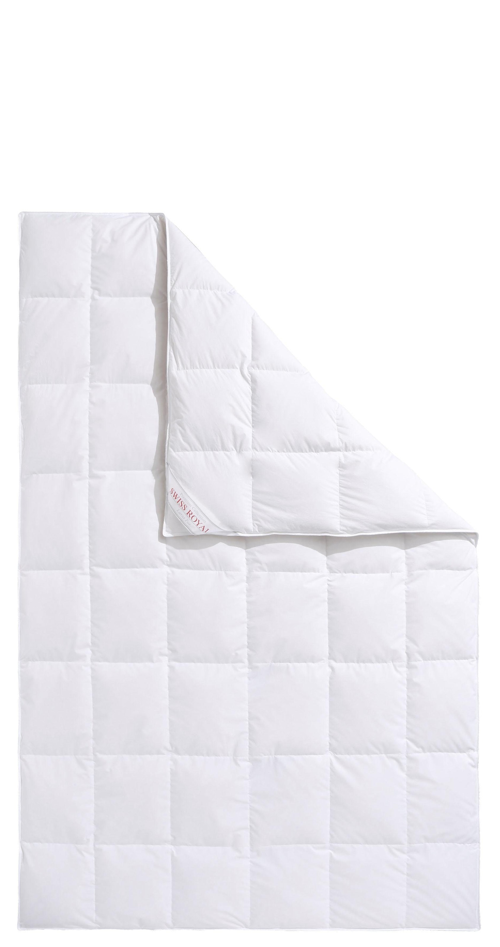 Haeussling Daunenbettdecke »Swiss Royal, Bettdecken für Sommer und Winter, Ganzjahresdecke, Decke«, normal, Füllung 90% Daunen, 10% Federn, Bezug 100% Baumwolle, (1 St.), Bettdecke 135x200 cm, 155x220 cm & weitere Grössen, Made in Germany