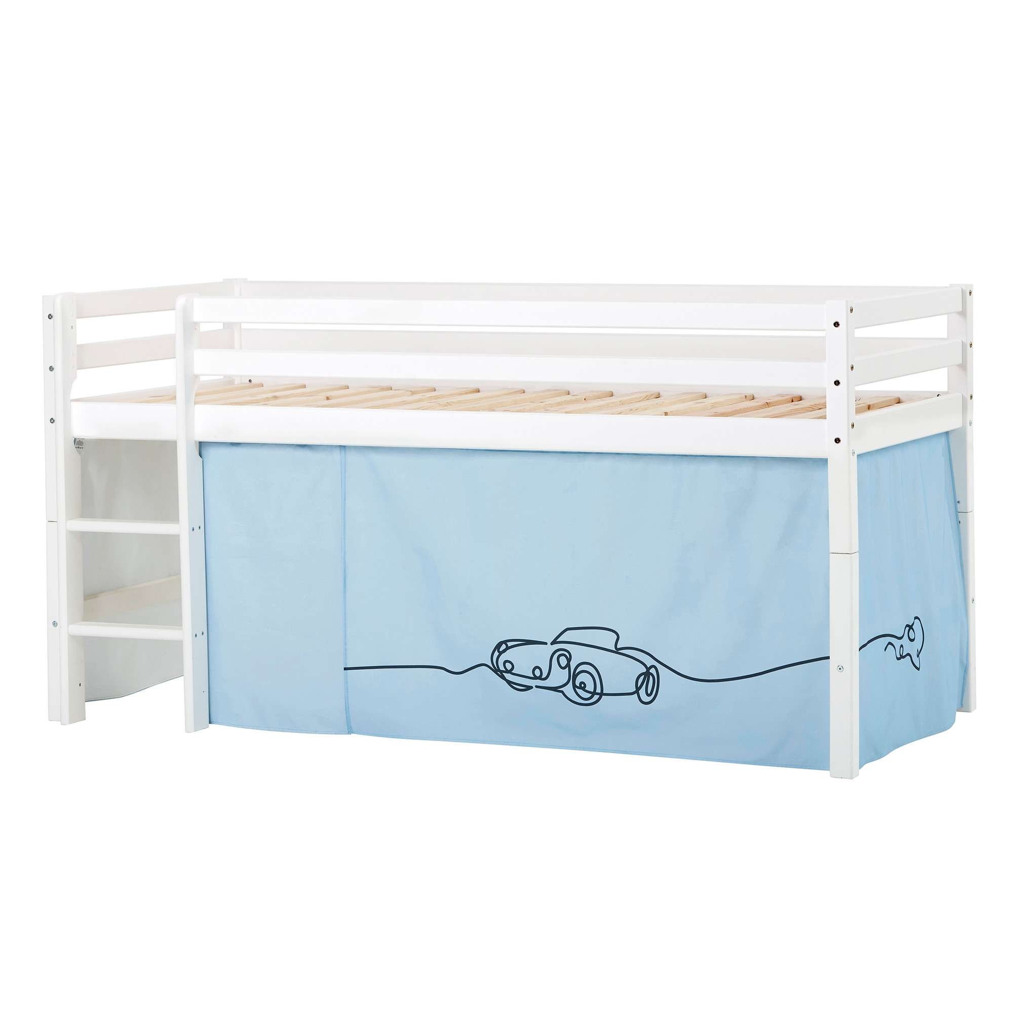 Hoppekids Hochbett »ECO Dream, Kinderbett, Spielbett, Halbhohes Bett aus Massivholz« inkl. Vorhang-Set Creator, Bettgrösse & Matratze wählbar