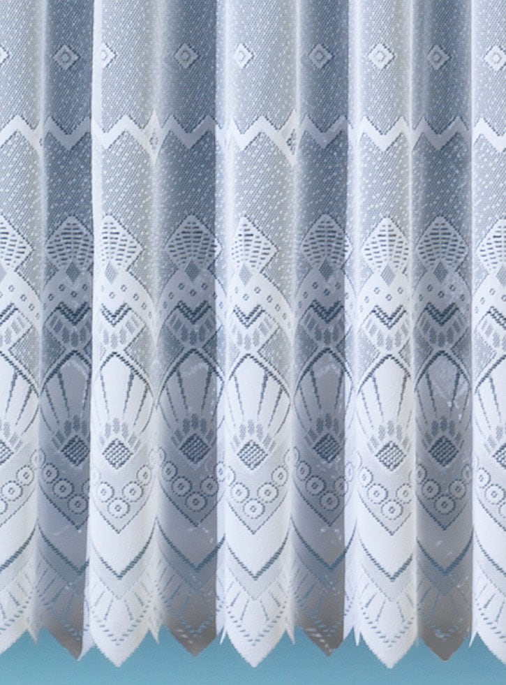 Weckbrodt Gardine »London«, (1 St.), Jacquard, Allover, Motiv, halbtransparent, Bordüre, Sockel, Store