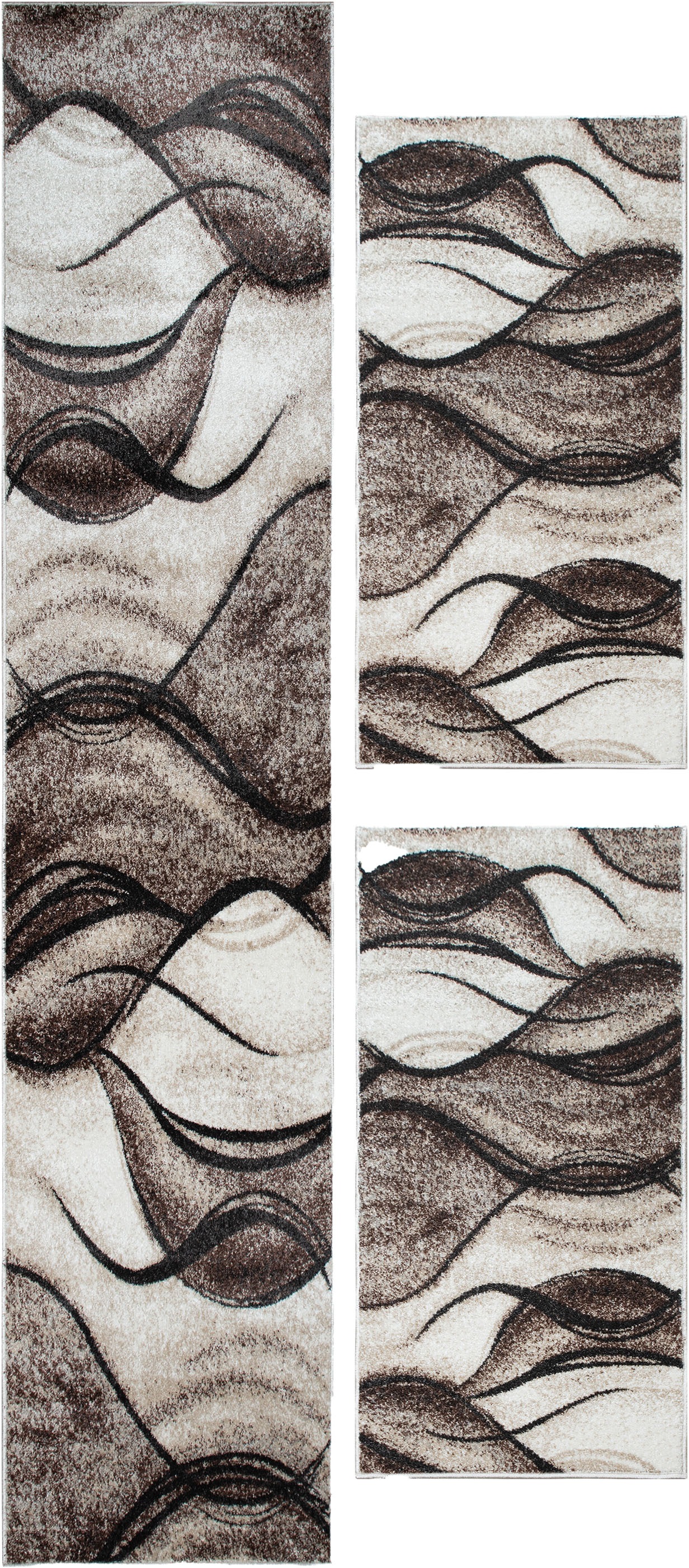 my home Bettumrandung »Tritom«, (3 tlg.), mit besonders weichem Flor, Kurzflor, modernes Wellen Muster