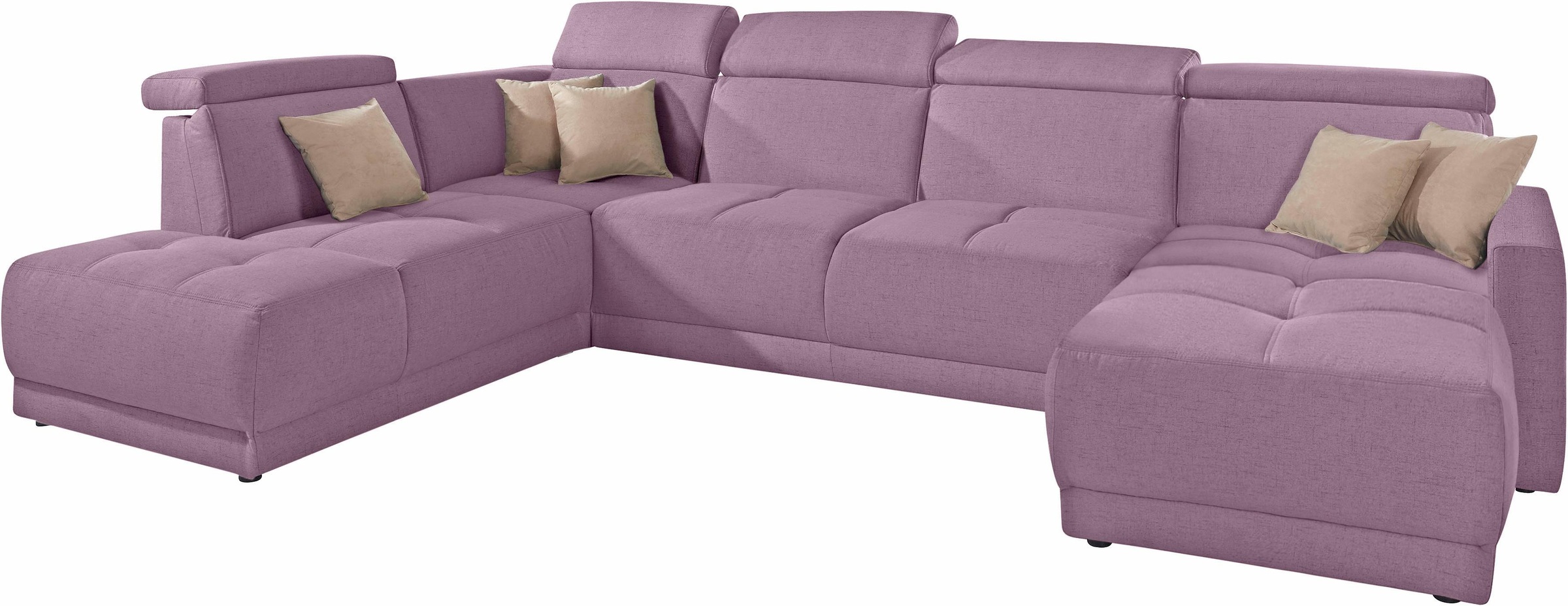 DOMO collection Wohnlandschaft »Ava moderne Sitzheftung mit toller Doppelnaht, komfortabel, U-Form«, mit Federkern, wahlweise mit Kopfteilverstellungen
