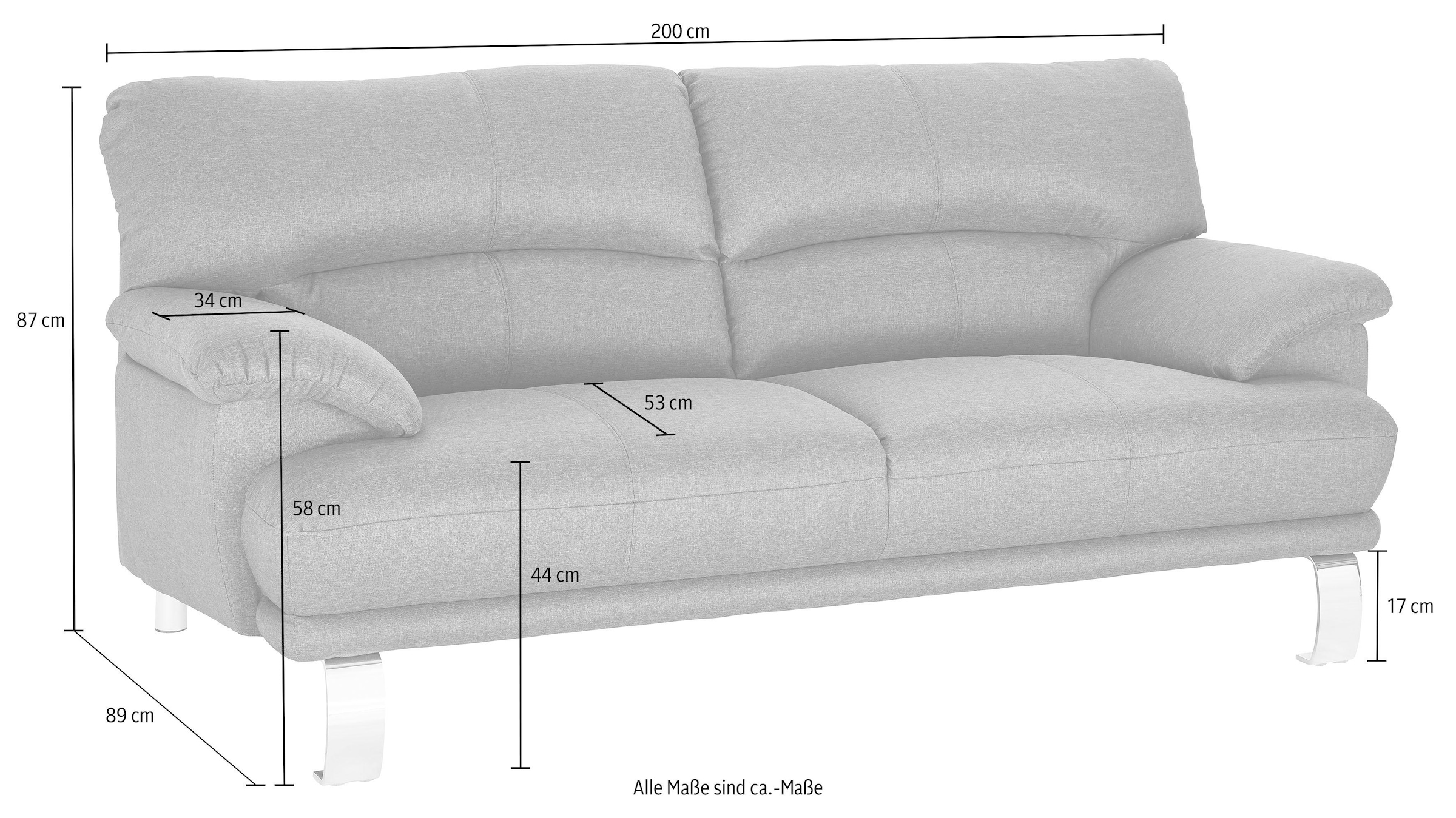 TRENDMANUFAKTUR 3-Sitzer »Cecilia II, mit italienischem Design, tollen Details«, mit tollem Sitzkomfort und Designfuss