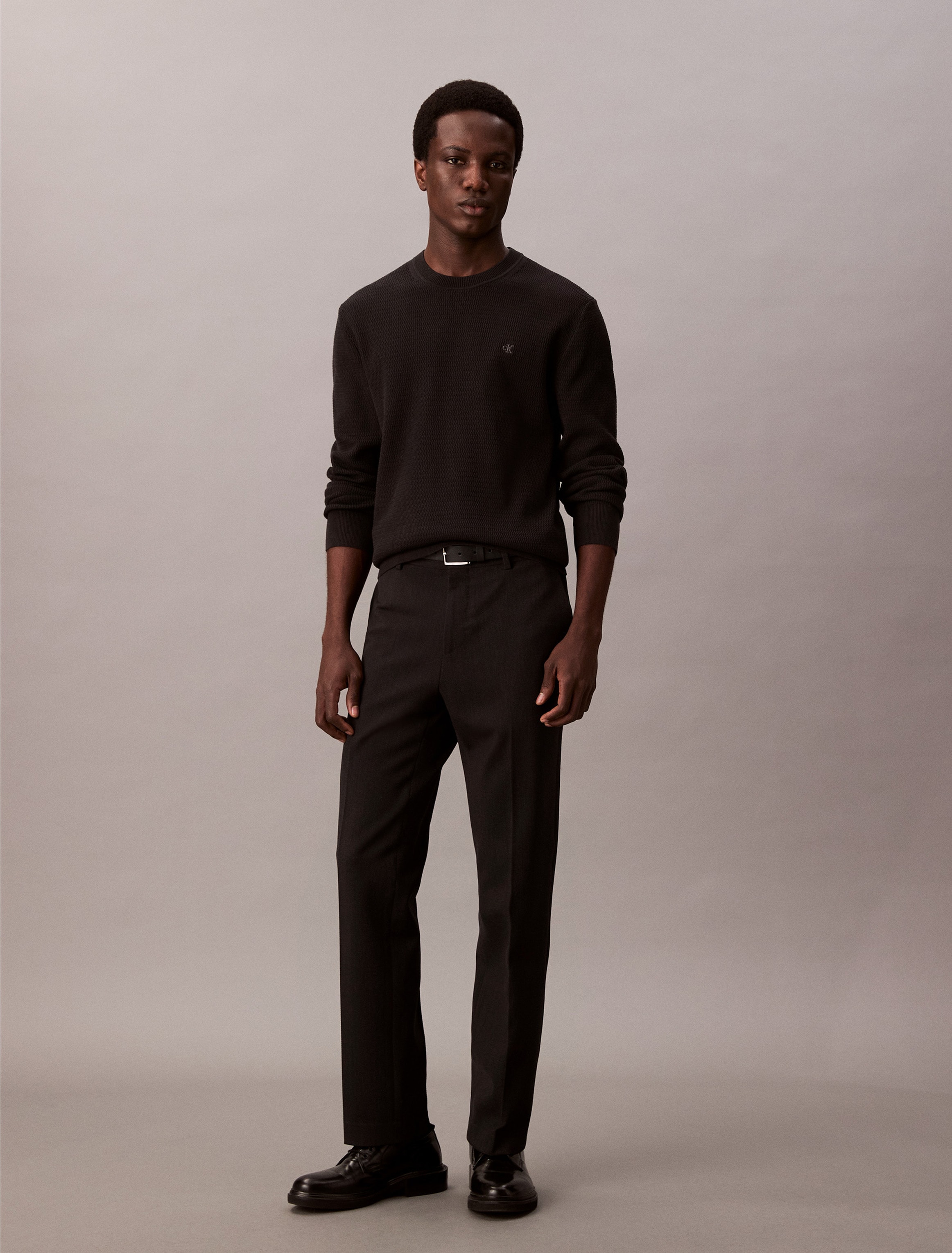 Calvin Klein Strickpullover »LS TXTR CTTN CRWNK S«, Mit Rundhalsausschnitt