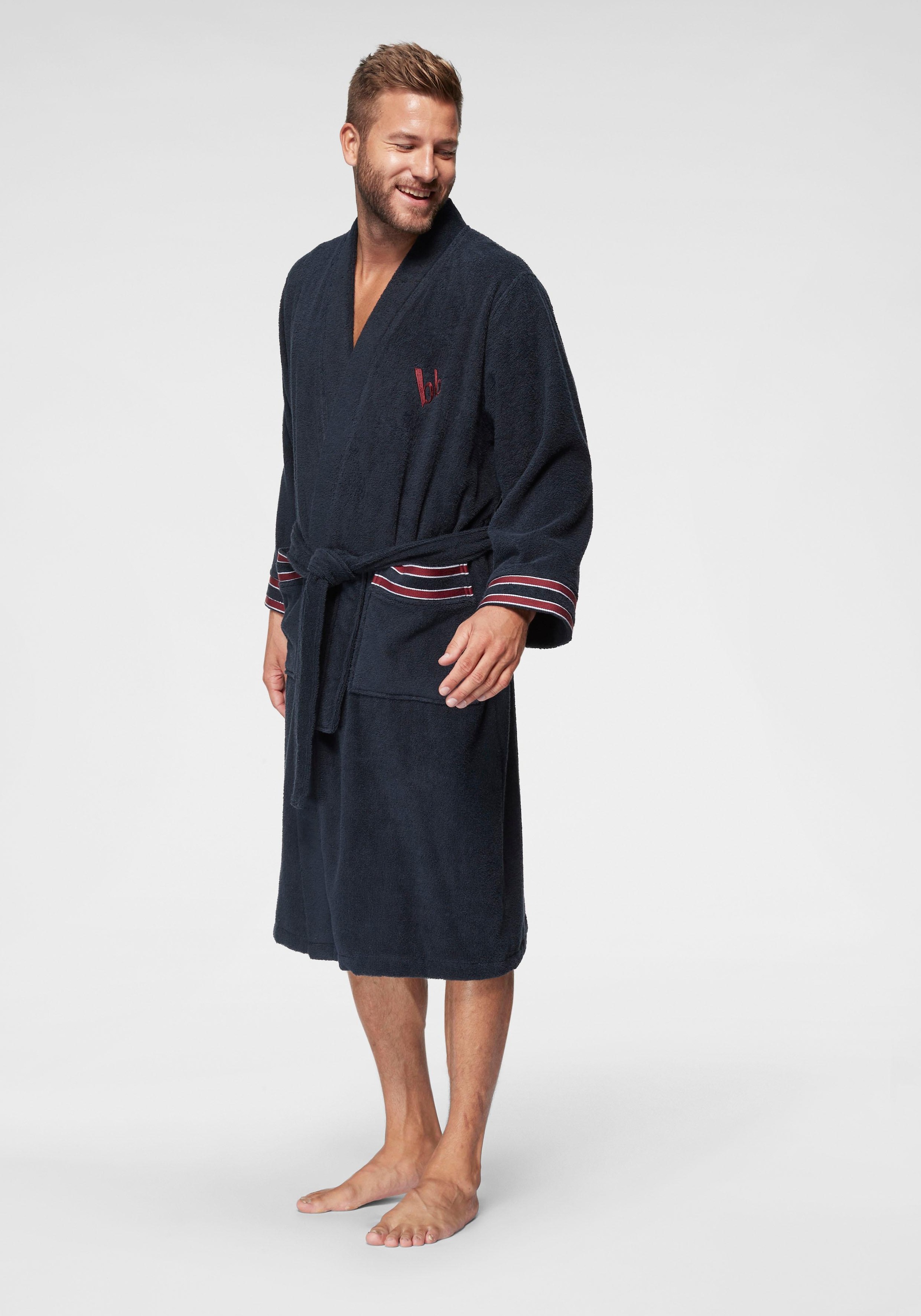 Bruno Banani Herrenbademantel »Roy, ideal für Sauna & Spa, Hotelbademantel, Morgenmantel« 1 Stk. mit farblich abgesetzten Streifen, Bademantel, Baumwolle, S-3XL