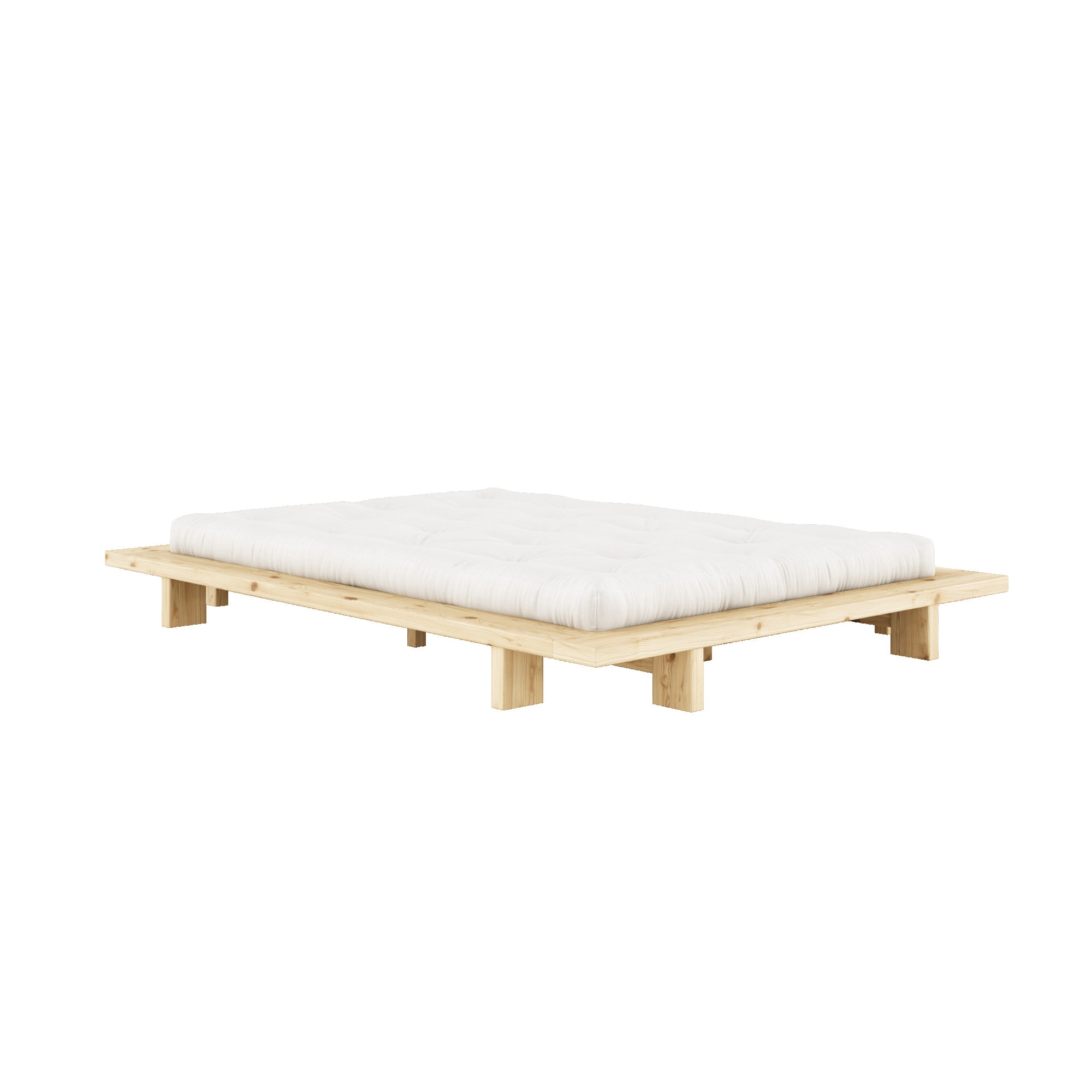 Karup Design Bettgestell »JAPAN BED, Futonbett, Bodenbett, Holzrahmen, Jugendbett, Holzbett«, Massivholzbett mit Lattenrost, Kiefer massiv, Doppelbett ohne Kopfteil