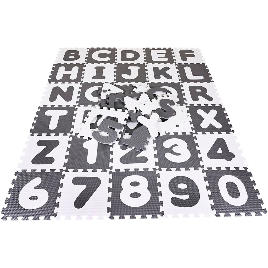 Knorrtoys® Puzzle »Alphabet + Zahlen, grau-weiss«, Puzzlematte, Bodenpuzzle