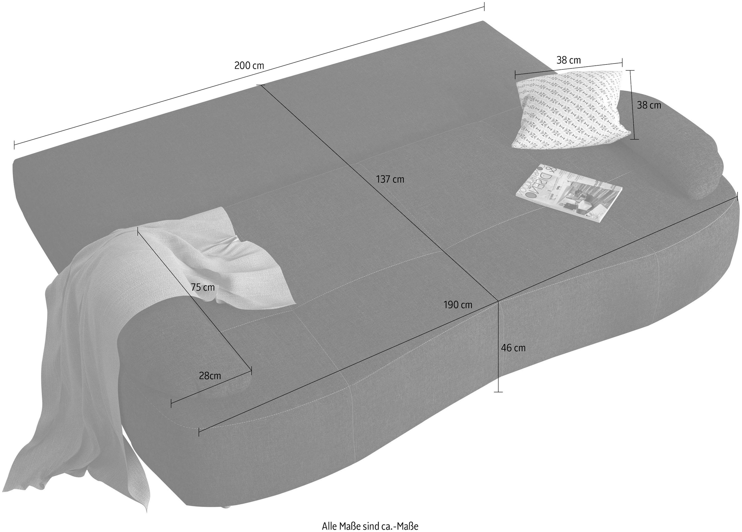 Home affaire Schlafsofa »Alina«, mit Bettfunktion und Bettkasten, Federkern, losen Kissen