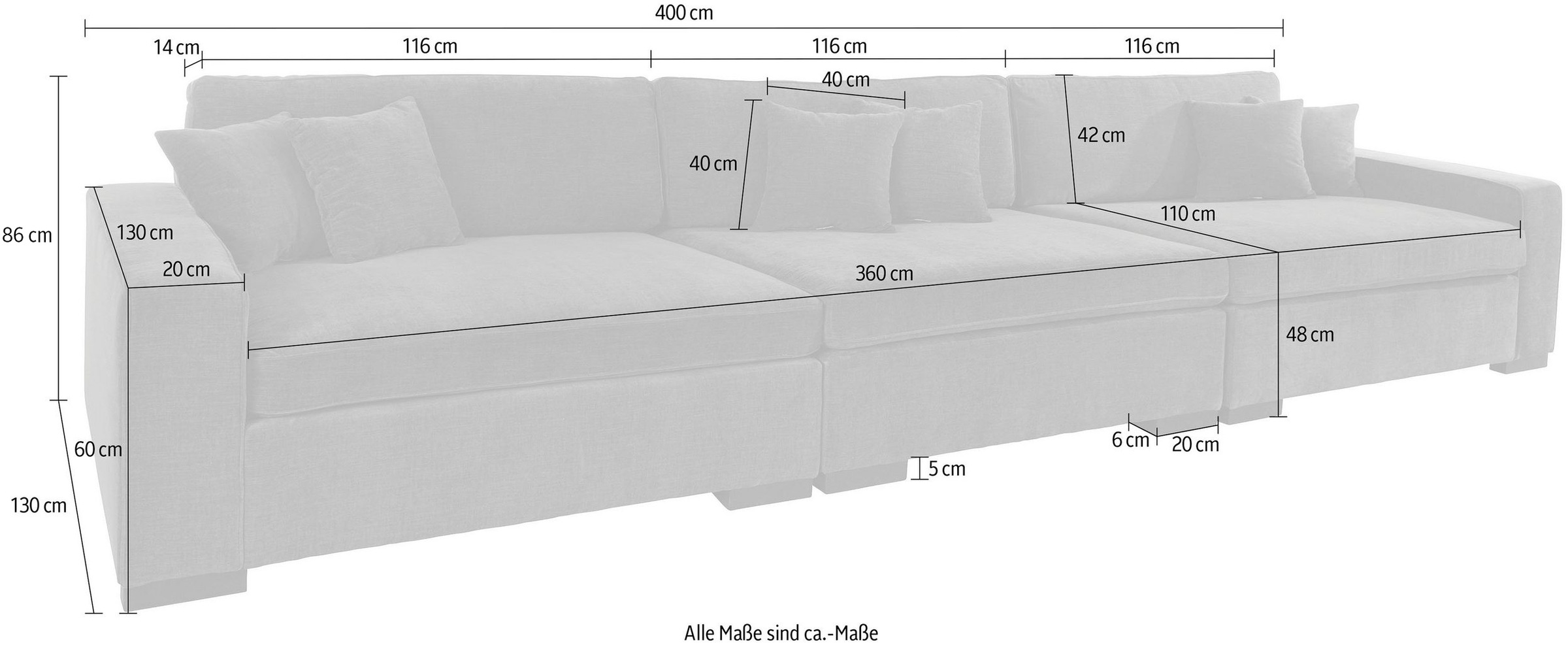 Home affaire 3-Sitzer »Skara XXL«, Lounge-Sofa XXL mit Federkern-Polsterung, in vielen Bezugsvarianten