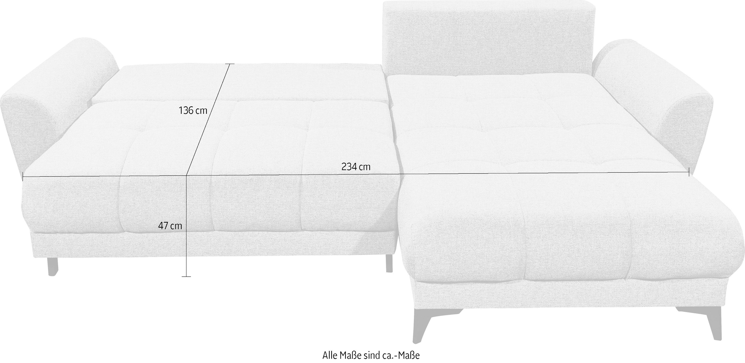 ED EXCITING DESIGN Ecksofa »Bern L-Form«, mit Bettfunktion, Bettkasten & 3 Zierkissen
