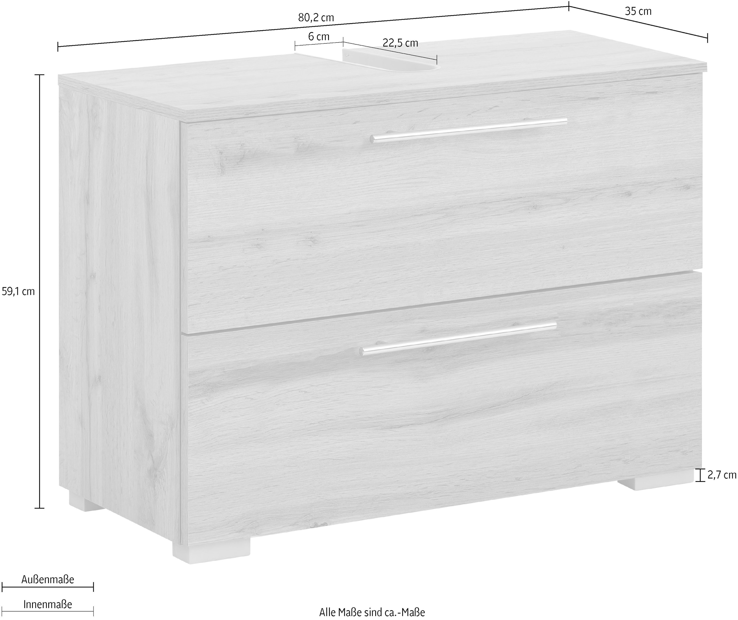 welltime Waschbeckenunterschrank »Carlos«, Breite 80 cm
